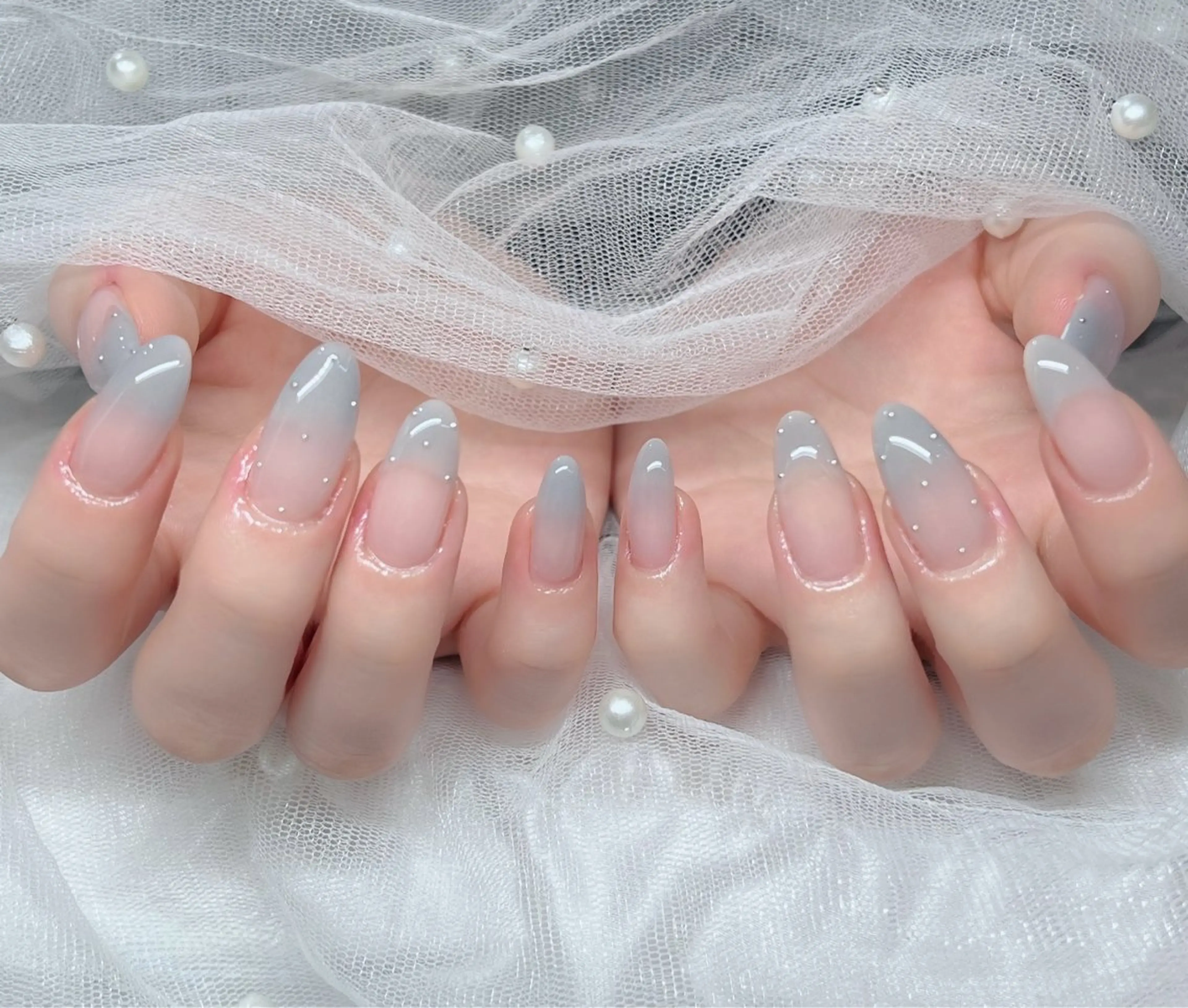 ネイル ハンドネイル 🎀PG🩵 ネイルサロンのネイルデザイン