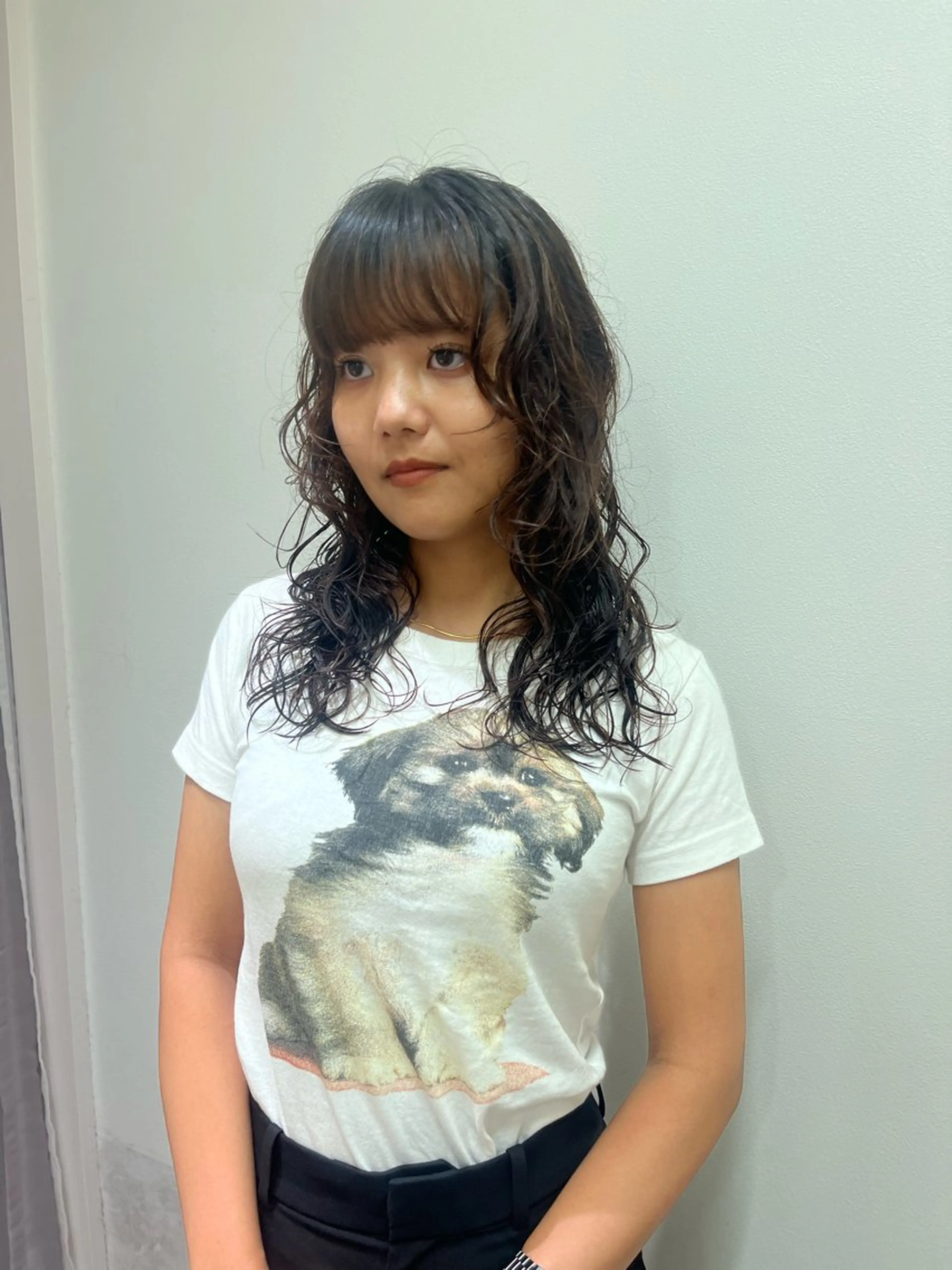 ミディアム パーマ カット パーマ トリートメント 松村 澪里のヘアスタイル