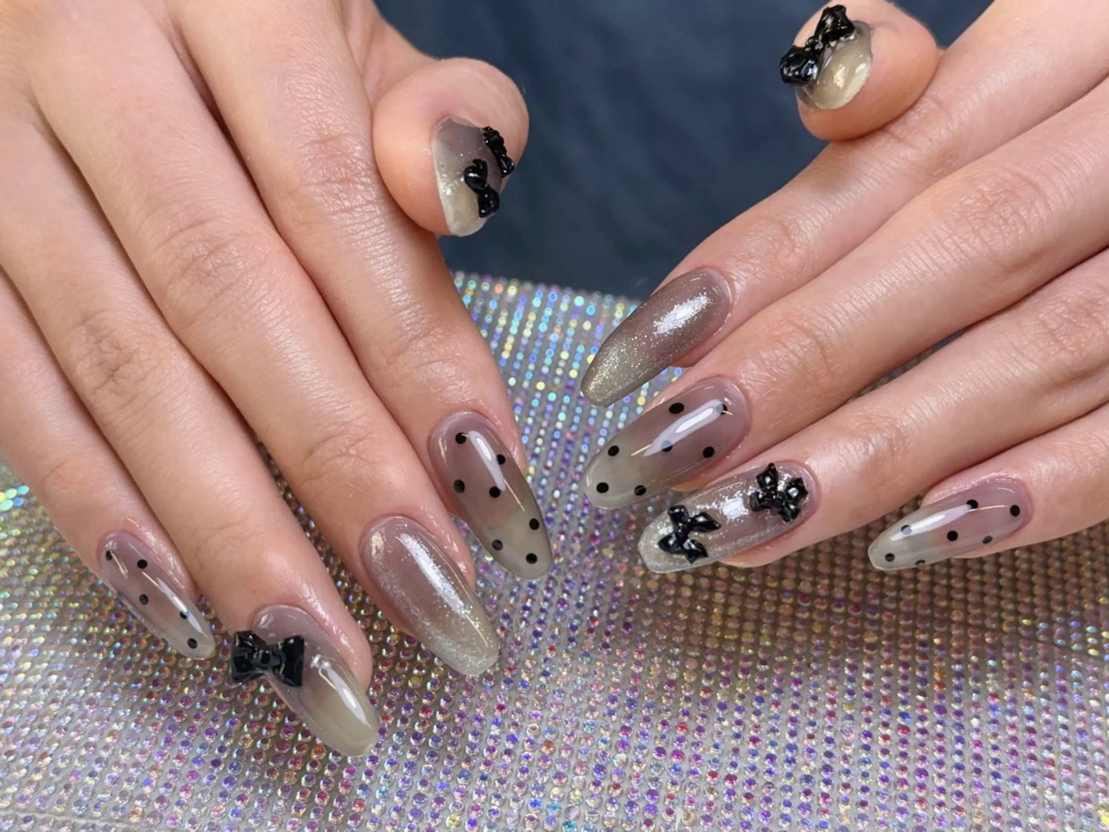 ネイル オーロラネイル チークネイル 長さ出し フットネイル フレンチネイル ハンドネイル ハンドケア Yu  Ki ネイルのネイルデザイン