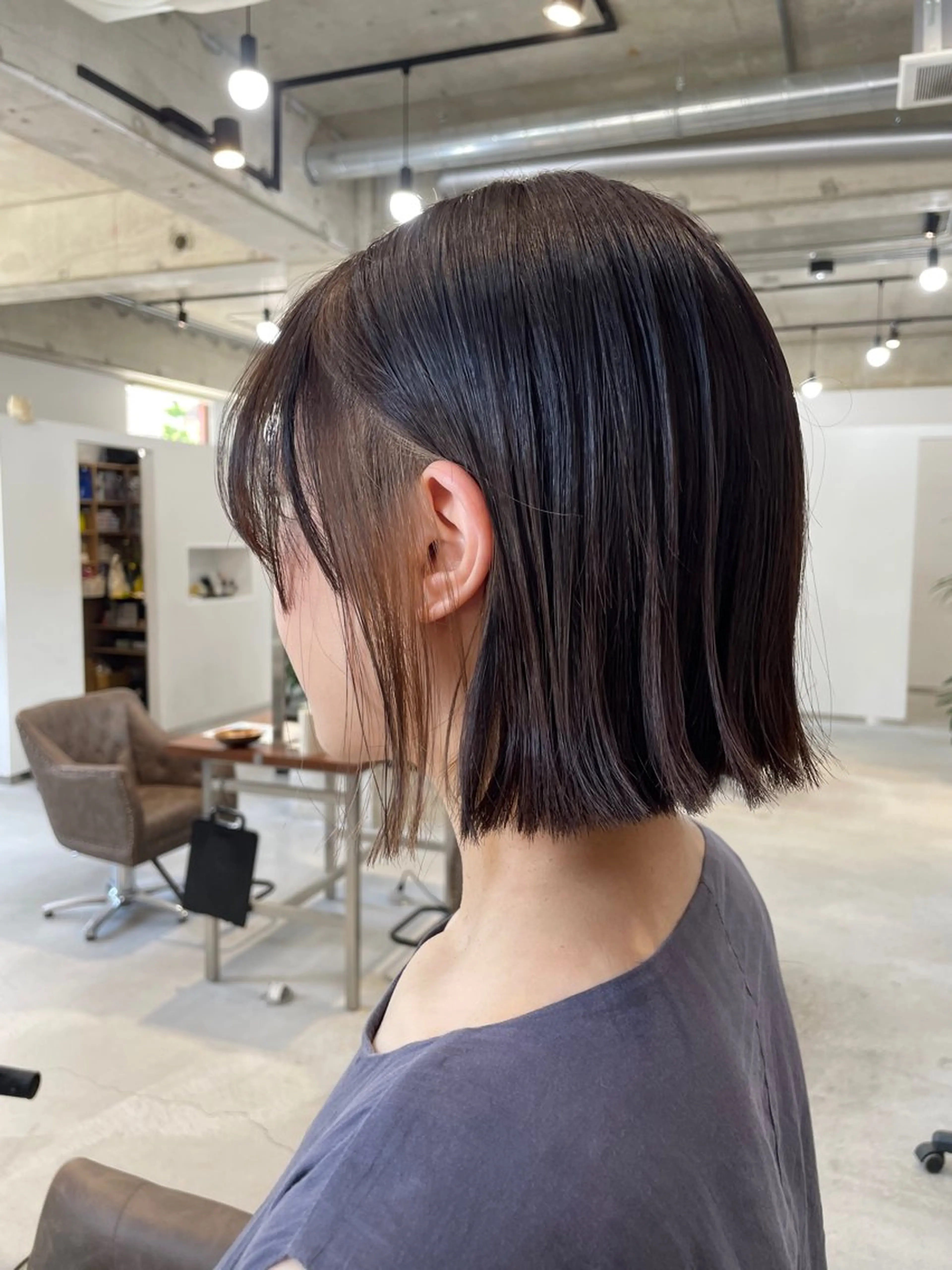 ミディアム 切りっぱなしボブ ボブ カット ヘアカラー 北山/ボブ/レイヤー /maru☺︎のヘアスタイル