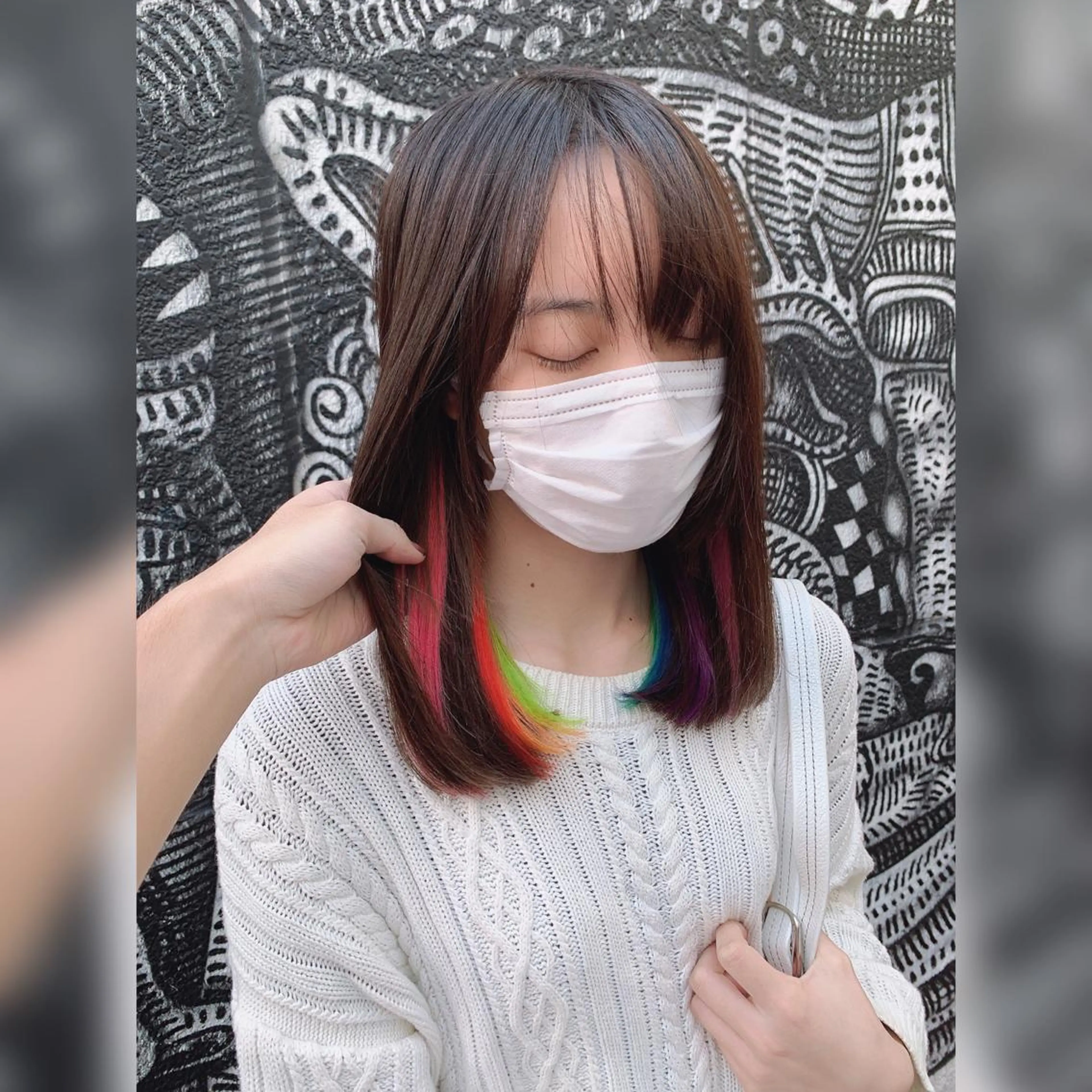 ミディアム カラー ヘアアレンジ エクステ 🌈派手髪エクステ ブレイズ🌈ひろとのヘアスタイル