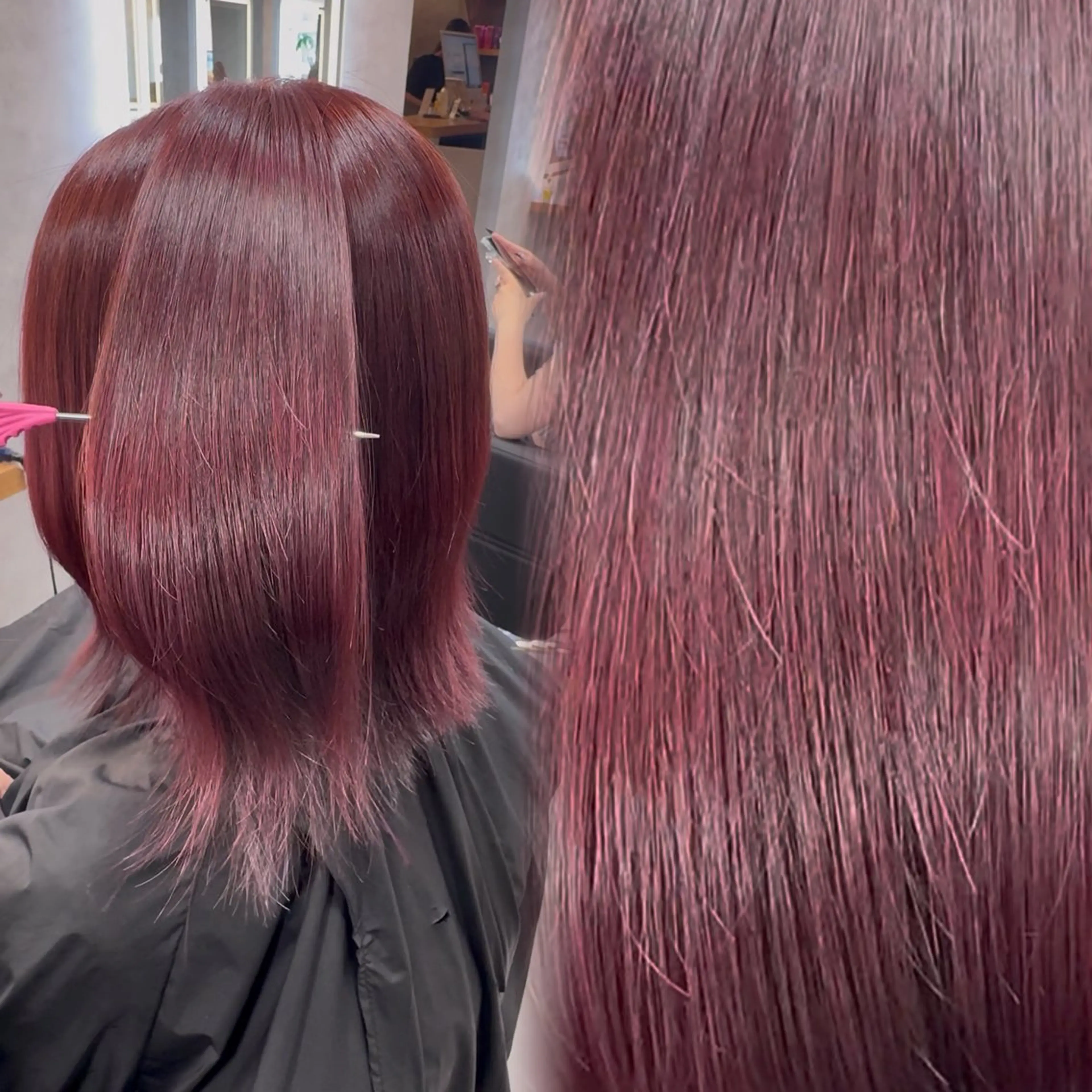 カラー ブリーチ ブリーチなしカラー レッドカラー ヘアカラー トリートメント 札幌韓国風艶カラー 🎀𝐒𝐀𝐇𝐎のヘアスタイル