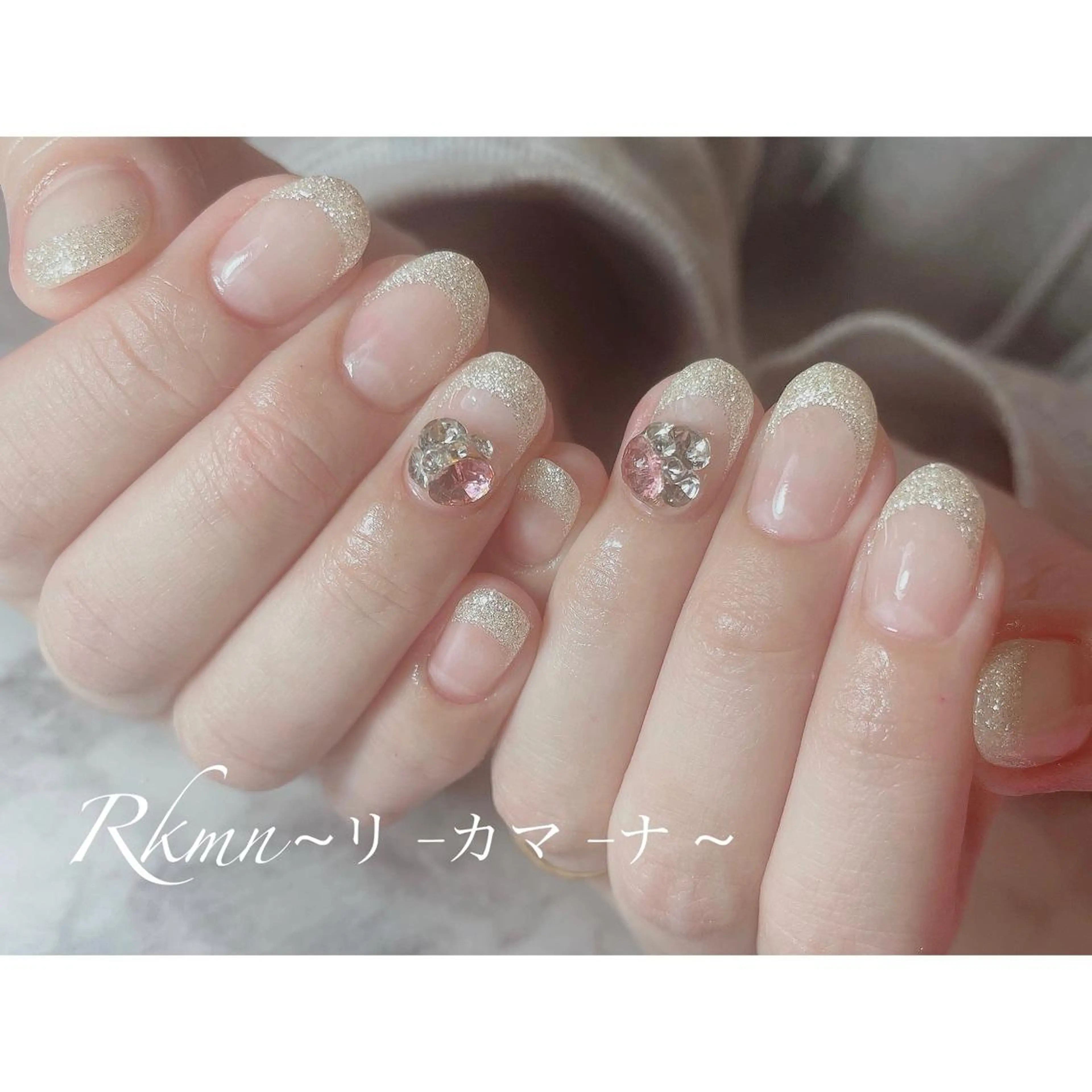 ネイル アートネイル フレンチネイル ラメ(グリッター) 春ネイル ハンドネイル フットネイル ハンドケア Rkmn ~リ-カマ-ナ~のネイルデザイン