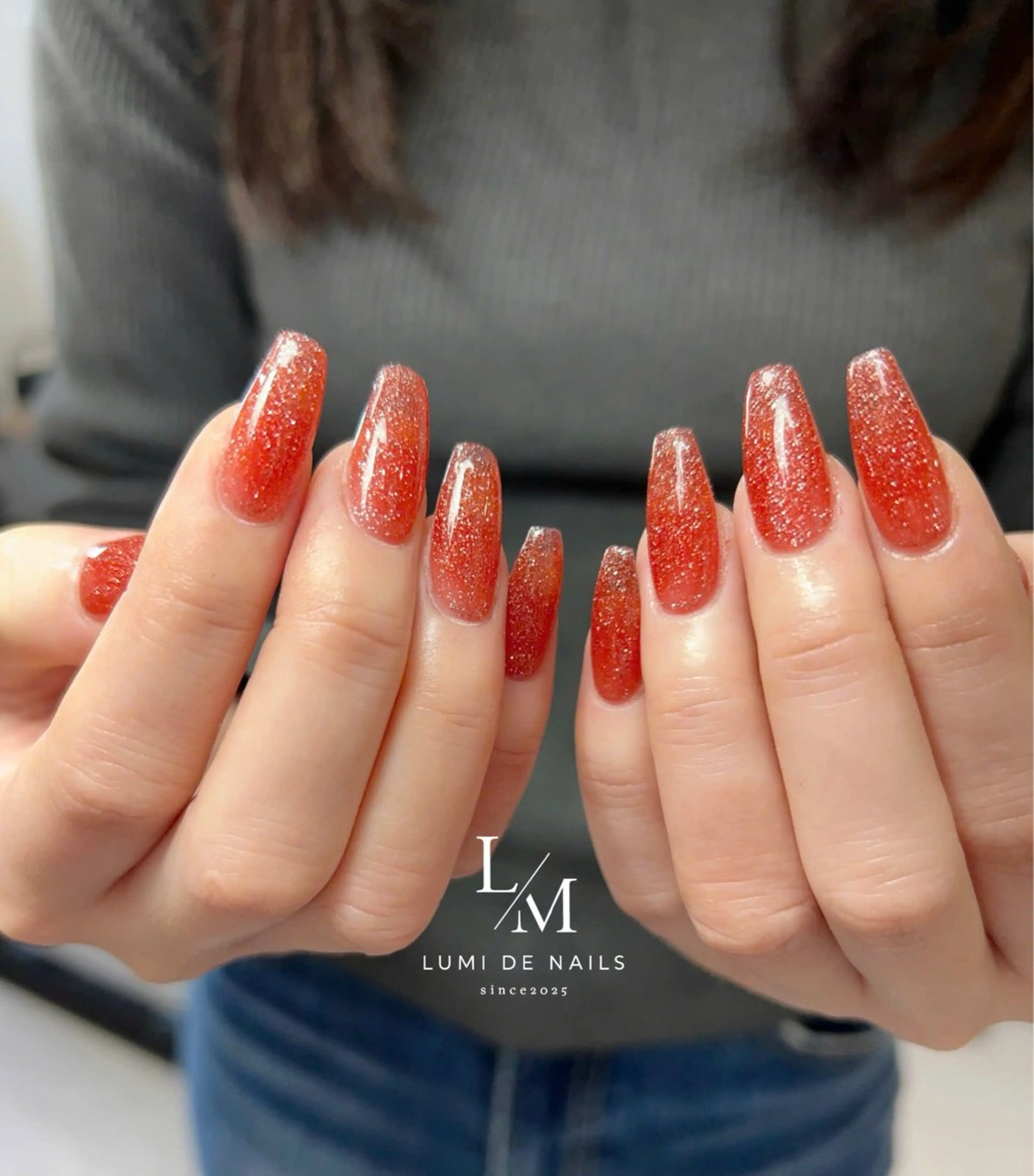 ネイル グラデーション ラメ(グリッター) マグネットネイル ミラーネイル ニュアンスネイル ハンドネイル Lumi de nailsのネイルデザイン