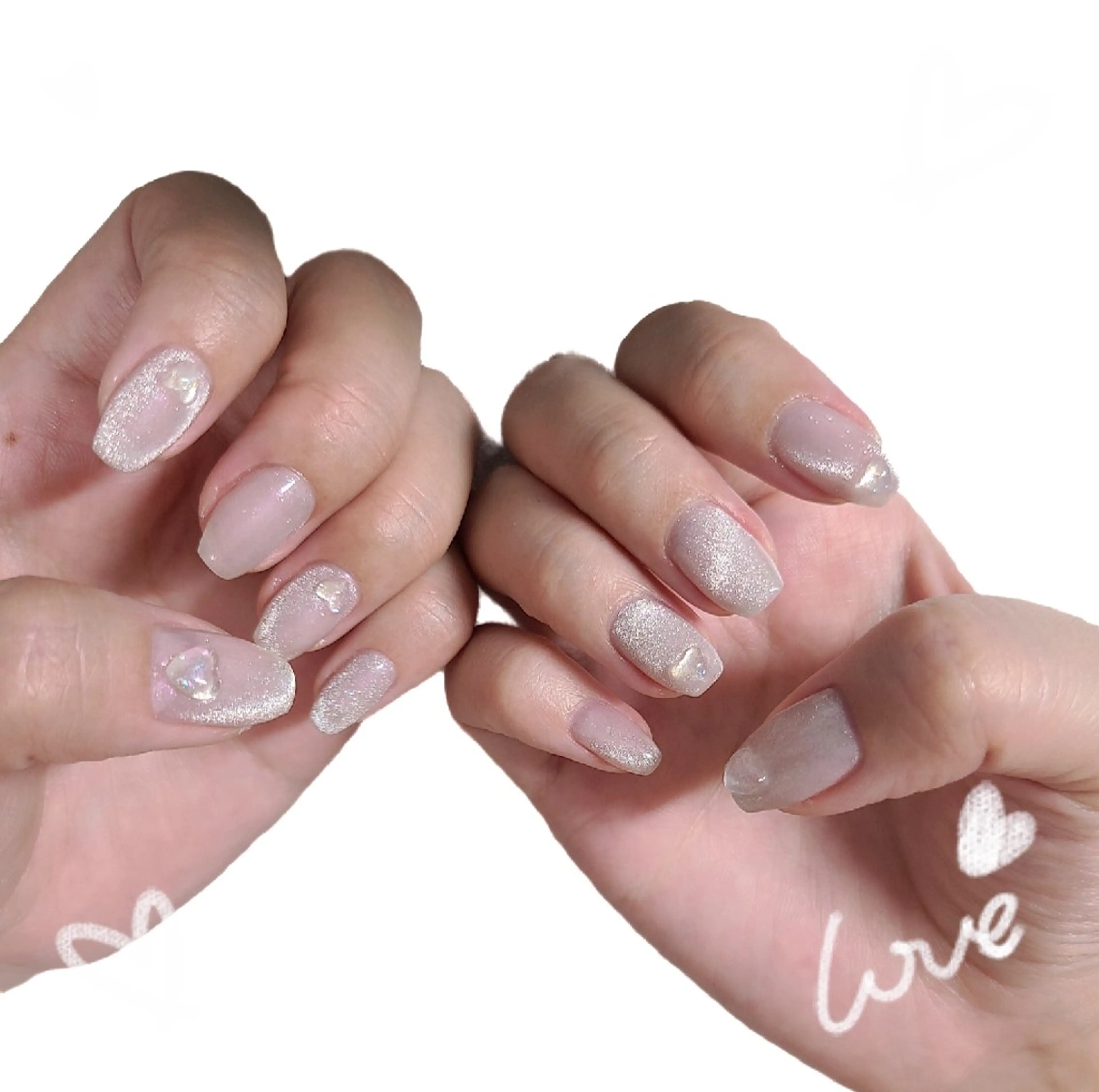 ネイル クリアネイル ハート マグネットネイル 52 nailのネイルデザイン