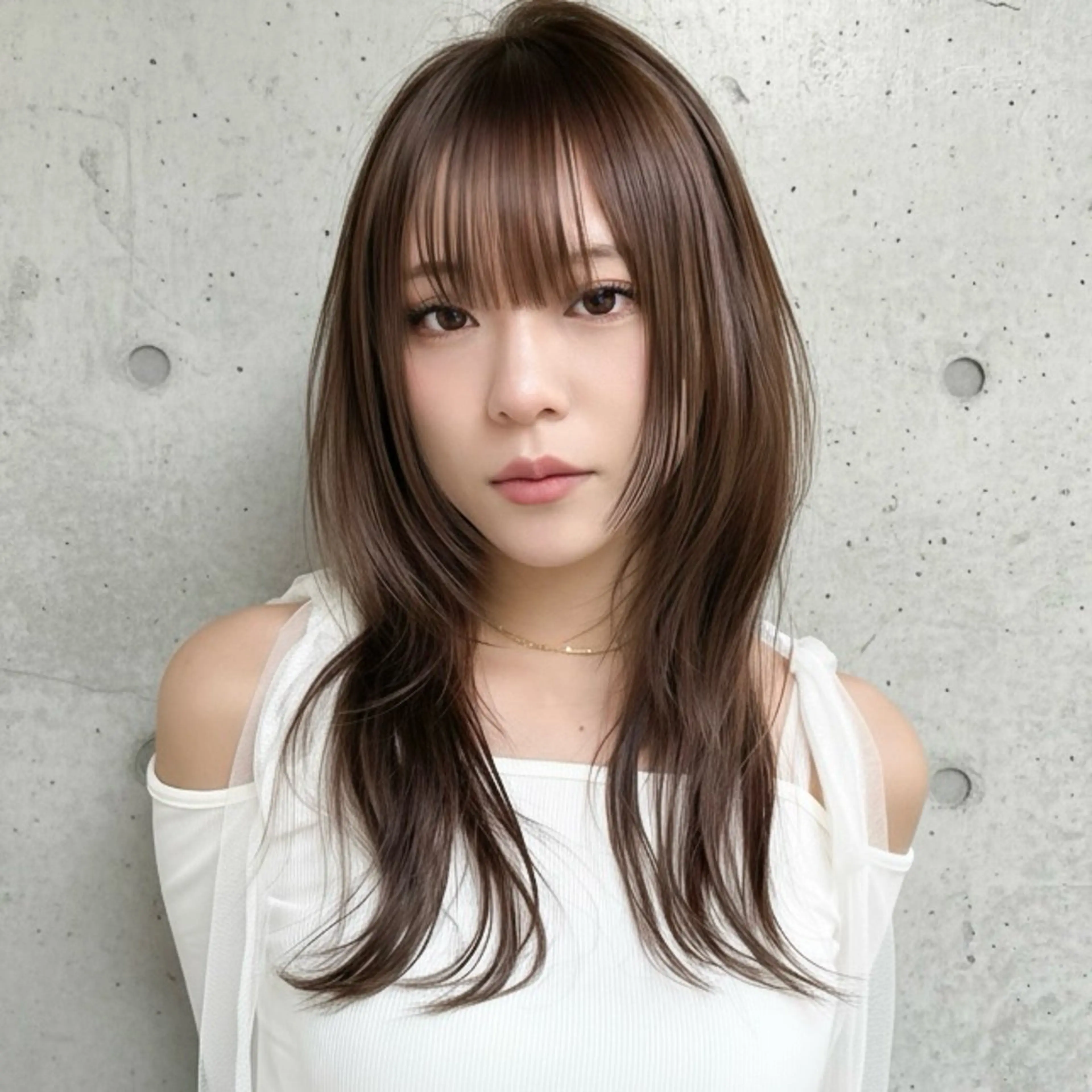 セミロング カット ハッシュカット 田窪珠妃のヘアスタイル