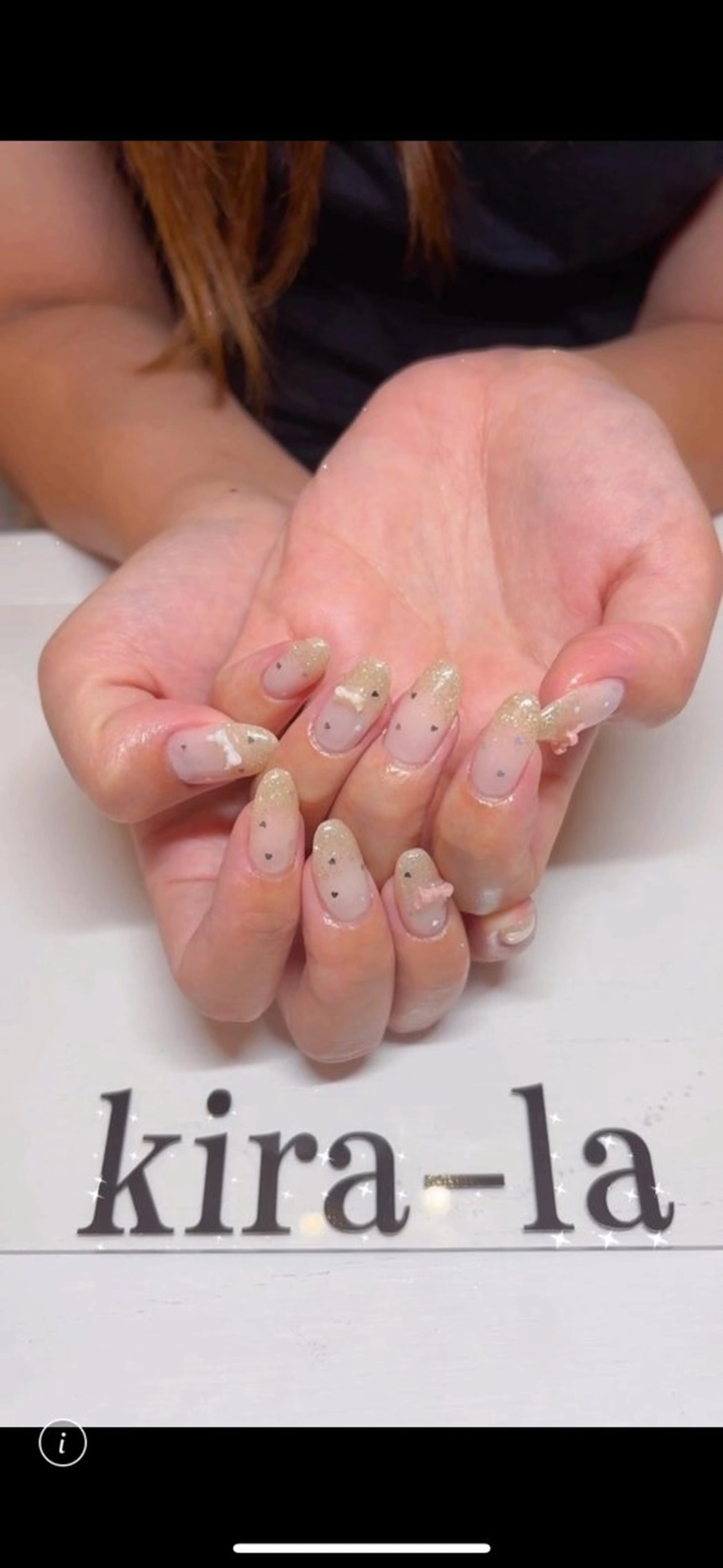 ネイル フラッシュネイル ガーリー ゴールド グラデーション ハート kira-la キララ･:*..のネイルデザイン