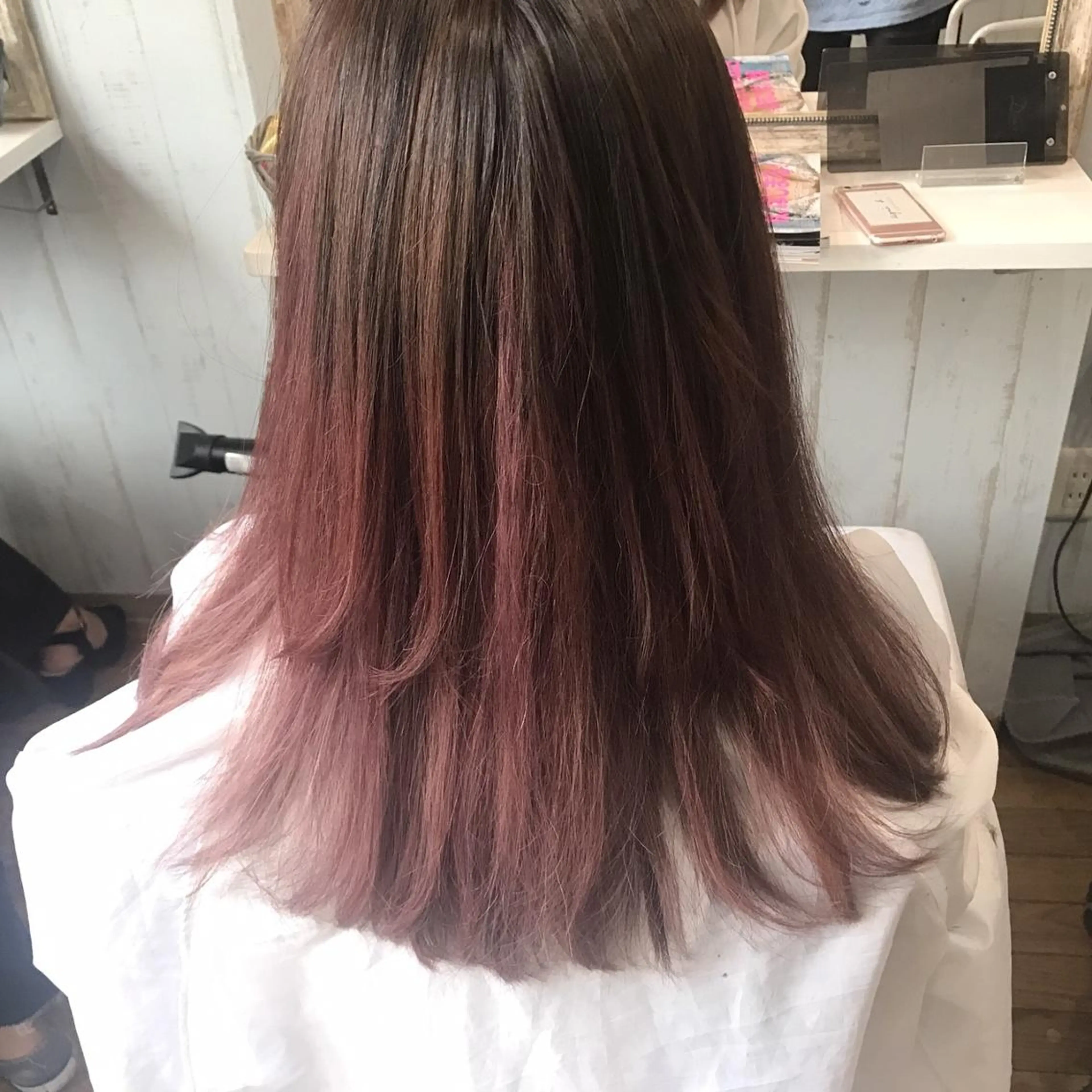 ロング カラー パーマ ヘアアレンジ チビ編み込みエクステ シールEXどぅ〜すのヘアスタイル