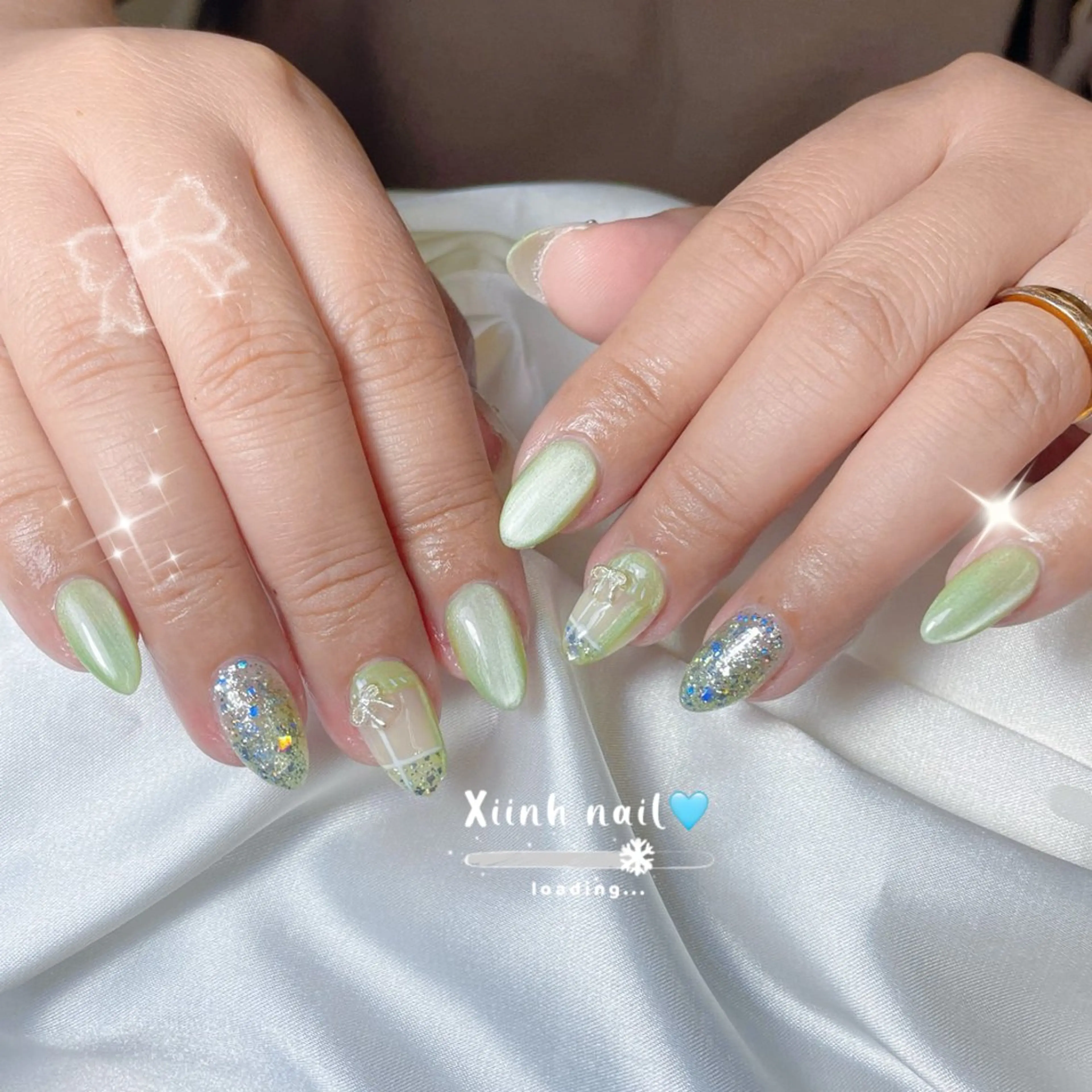 ネイル ブラウン チークネイル 桜ネイル 長さ出し フットネイル ハンドネイル XIINH NAIL SALONのネイルデザイン