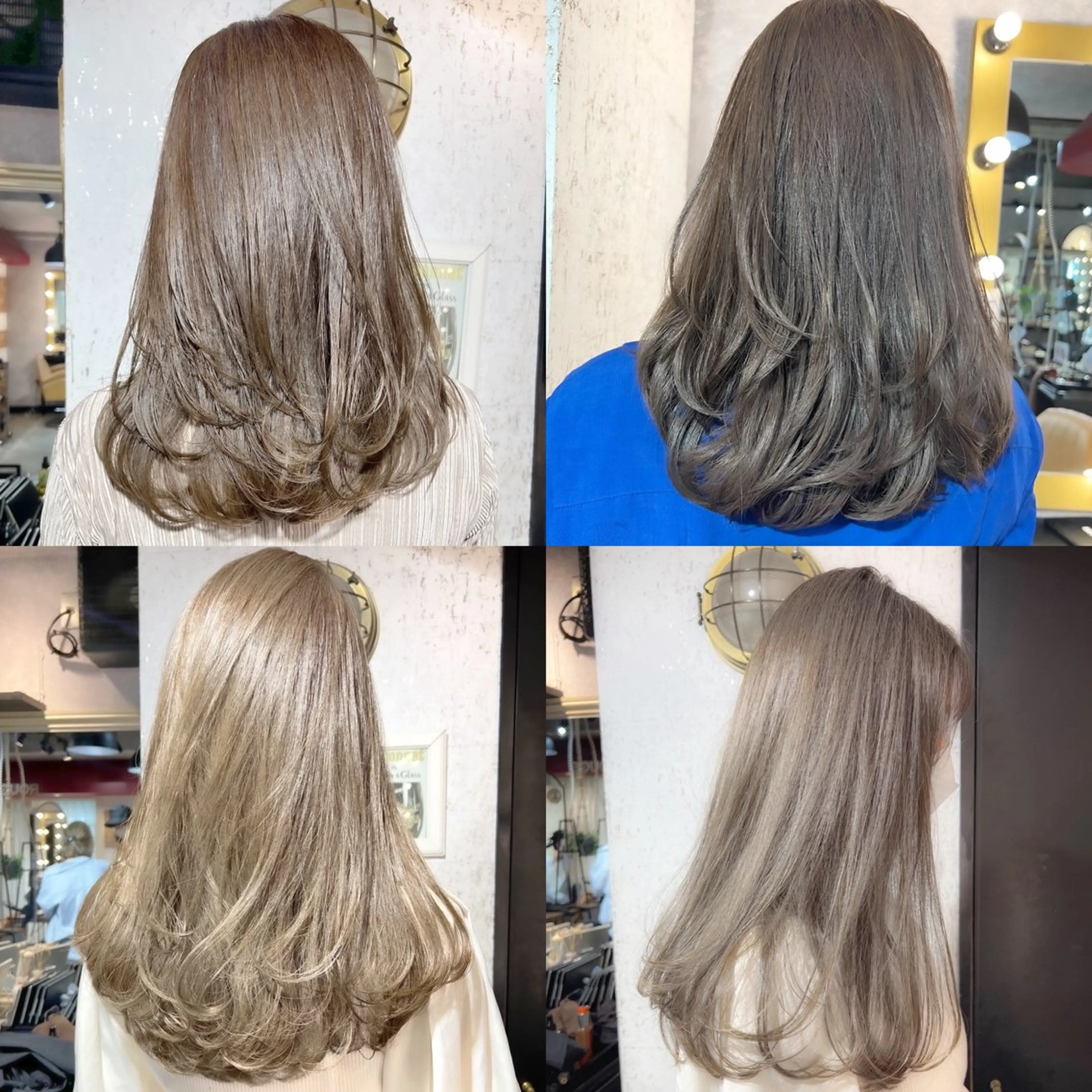 ミディアム カラー グレージュ レイヤーカット カット ヘアカラー トリートメント ブリーチなし/韓国風 /レイヤー/山口のヘアスタイル