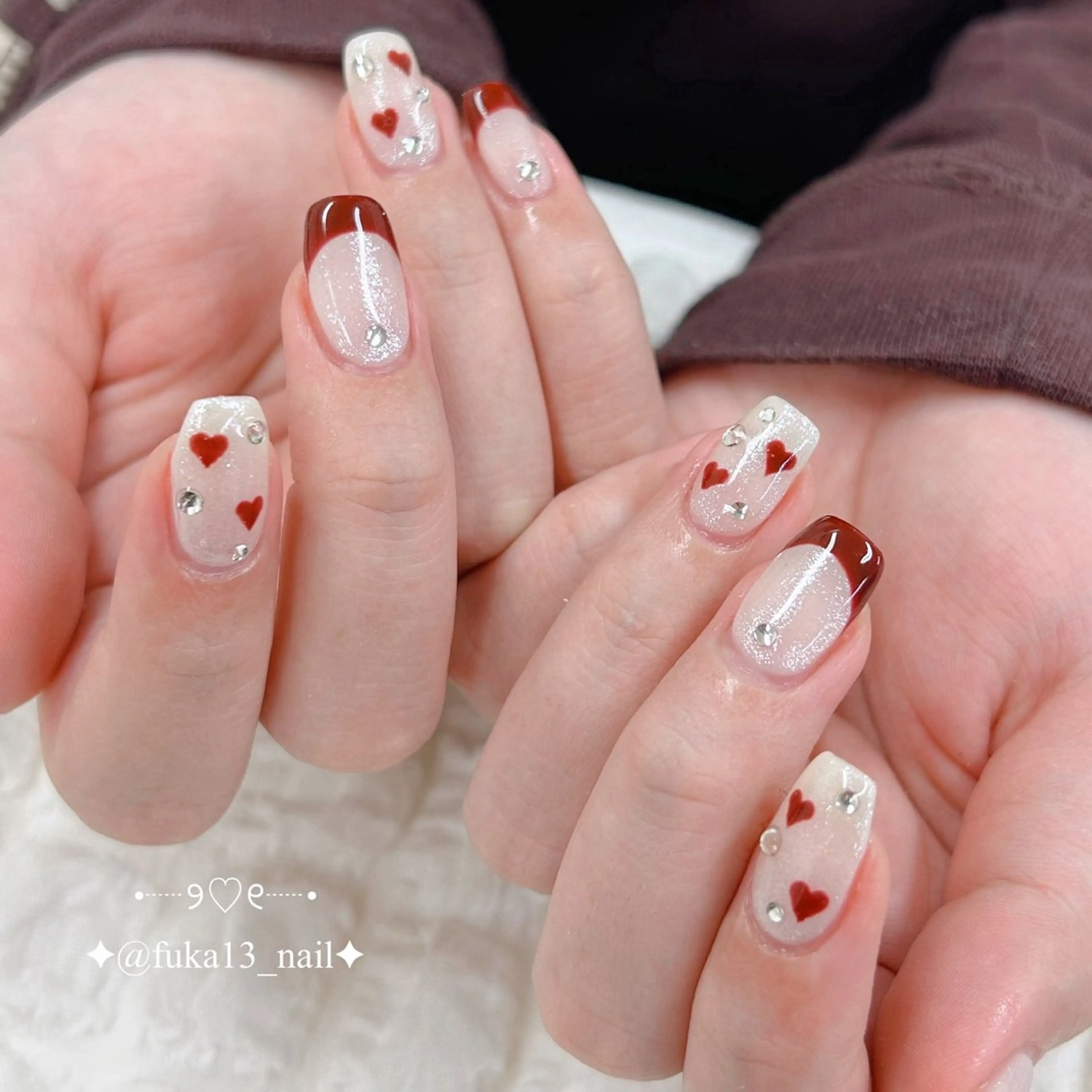 ネイル フレンチネイル ガーリー ハート キラキラネイル シンプルネイル ハンドネイル Nail♡Fuka. /4月予約受付中のネイルデザイン