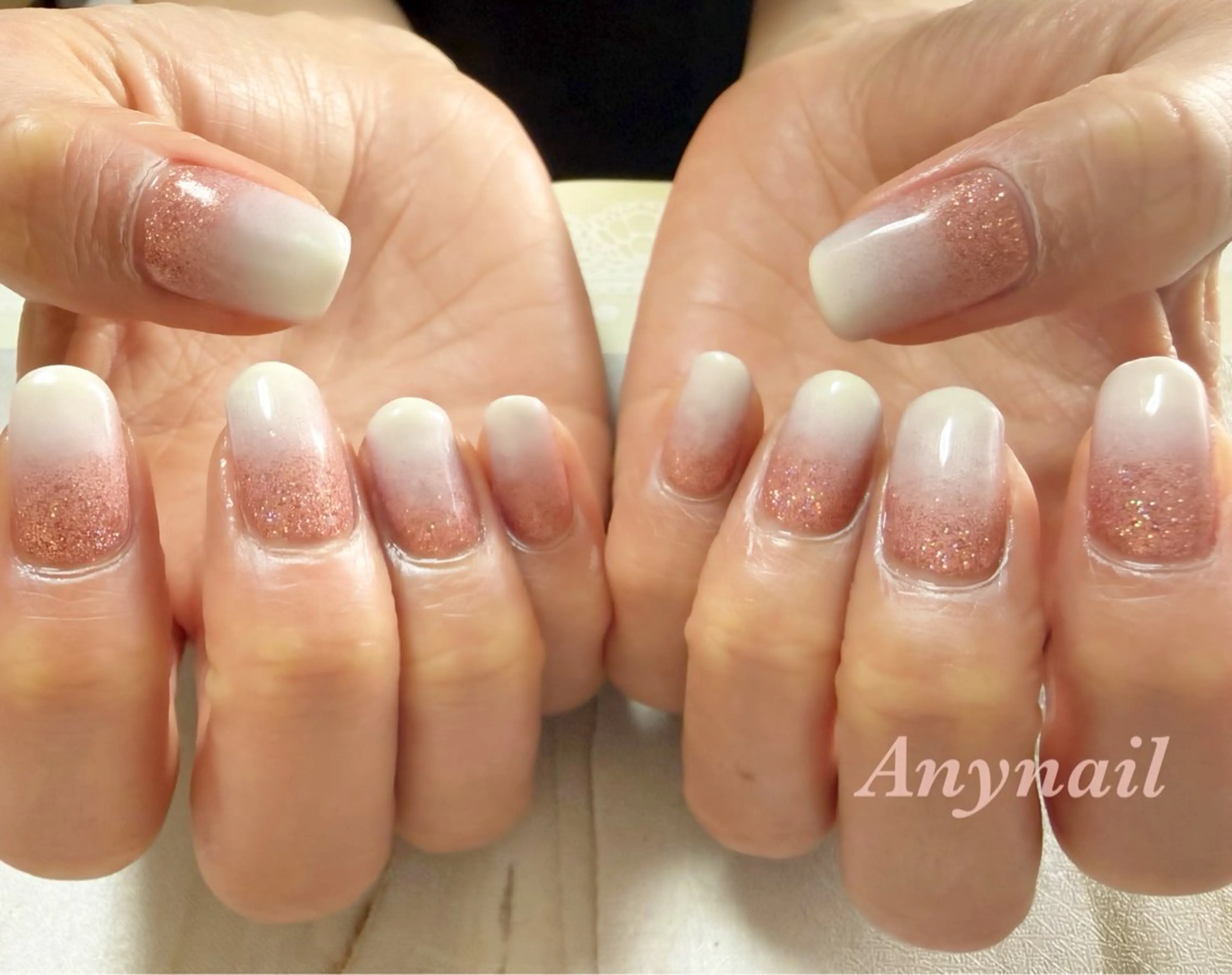 ネイル ブルー グラデーション ラメ(グリッター) ピンク 春ネイル ハンドネイル 岩澤 恵子のネイルデザイン