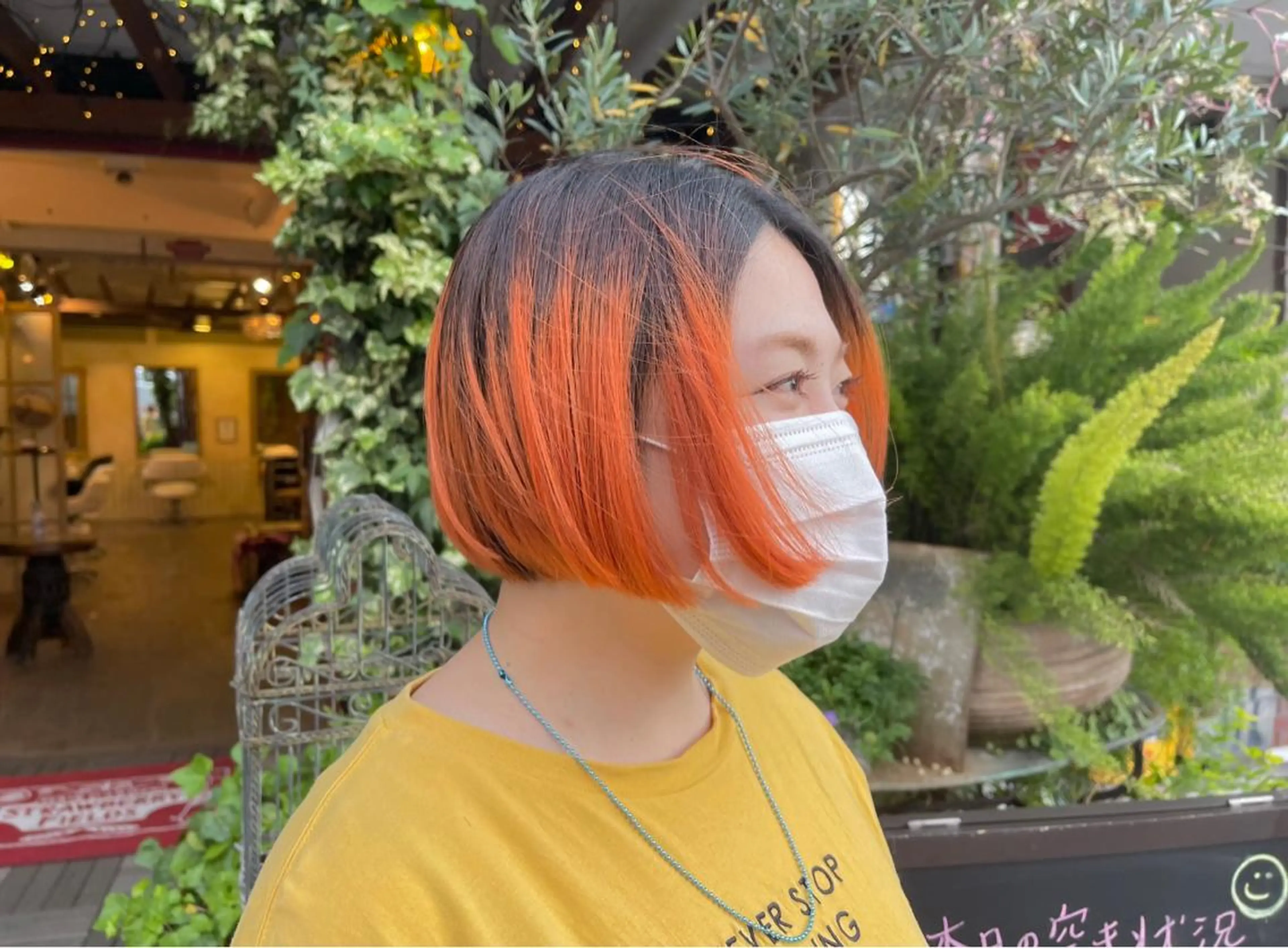 ショート カラー オレンジ ボブ デザインカラー／ボブ 🍦MEI🍦のヘアスタイル