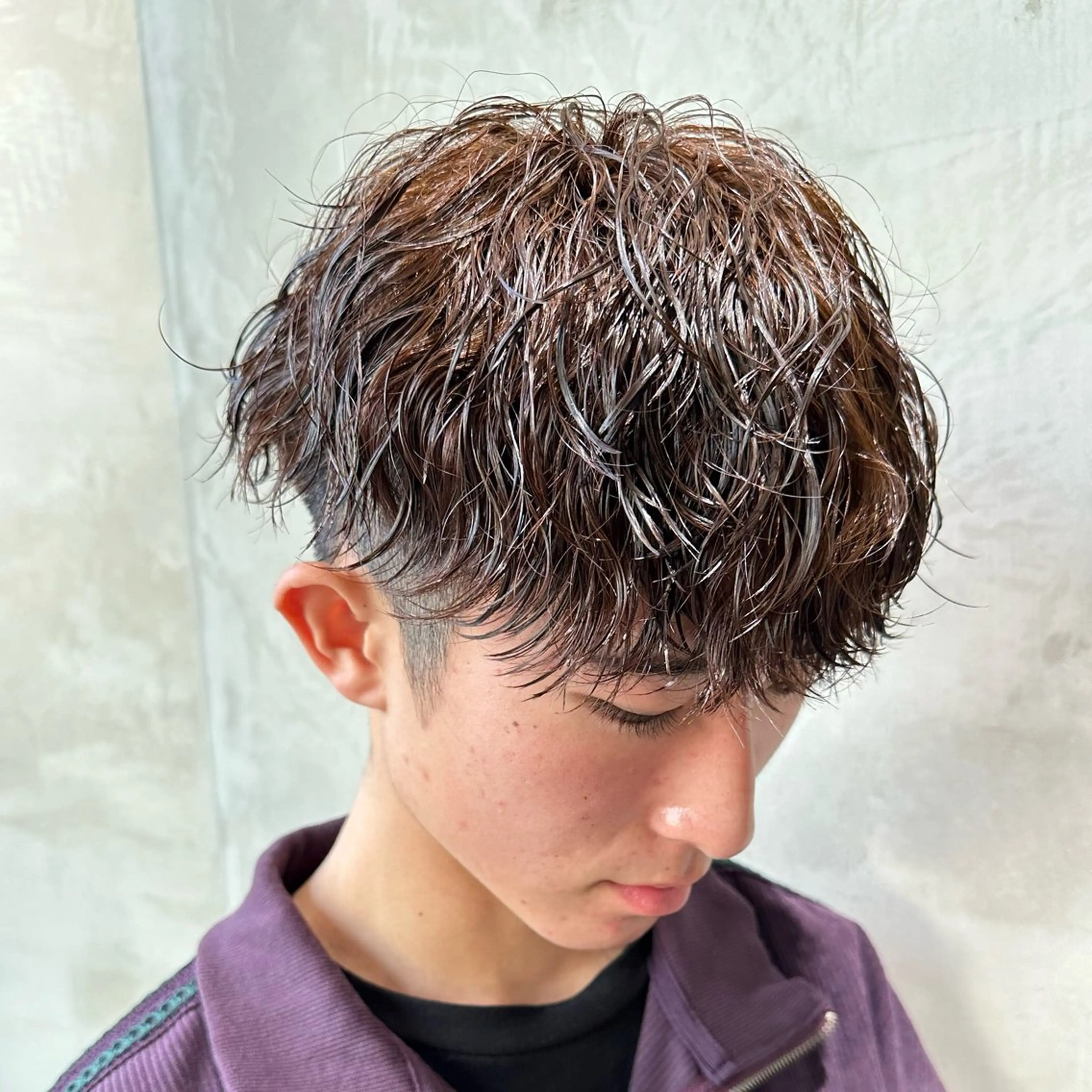 パーマ メンズ 曲がる縮毛矯正/メン ズカット髪質改善のヘアスタイル