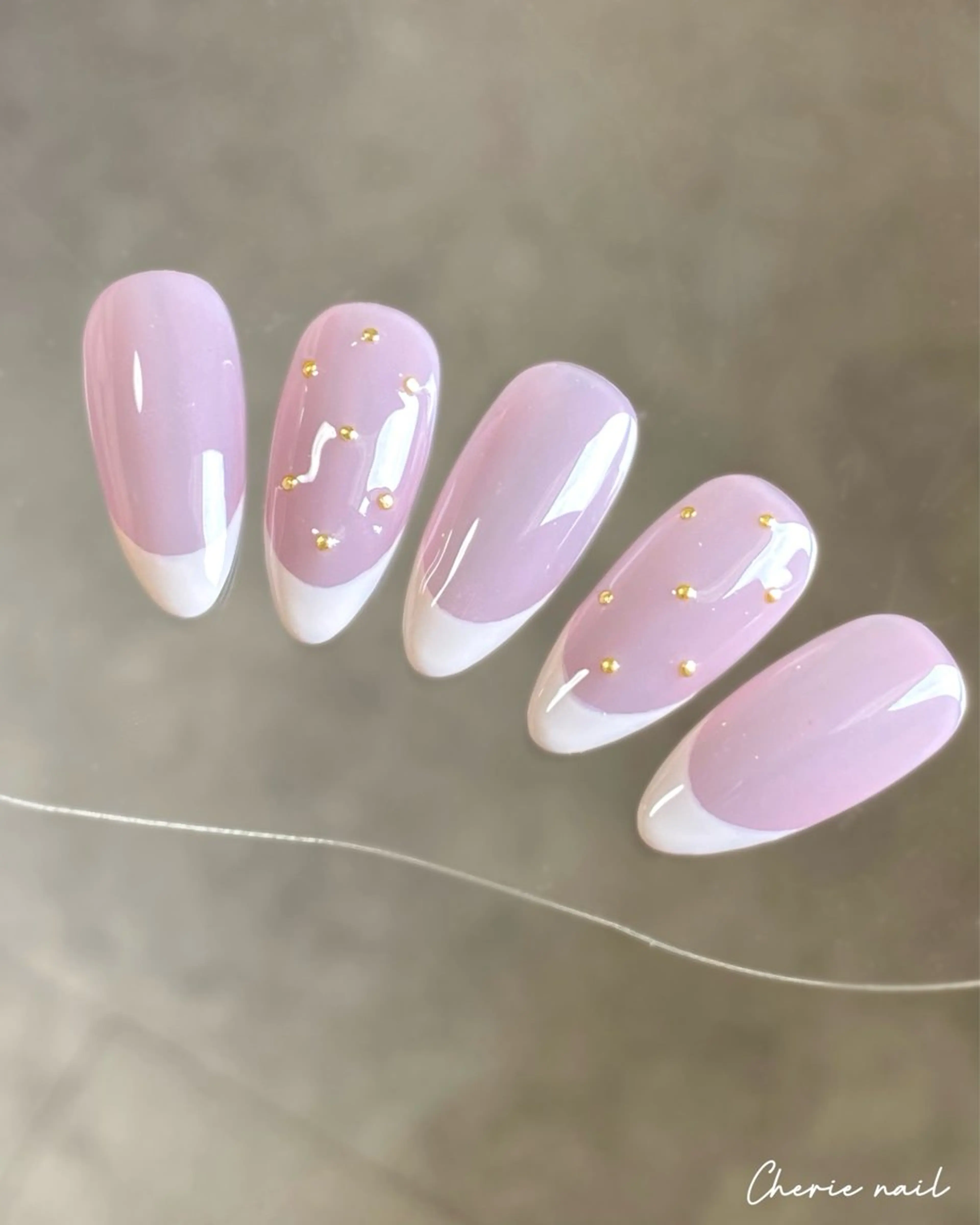 ネイル フレンチネイル ジェルネイル ピンク ハンドネイル Cherienail yunaのネイルデザイン