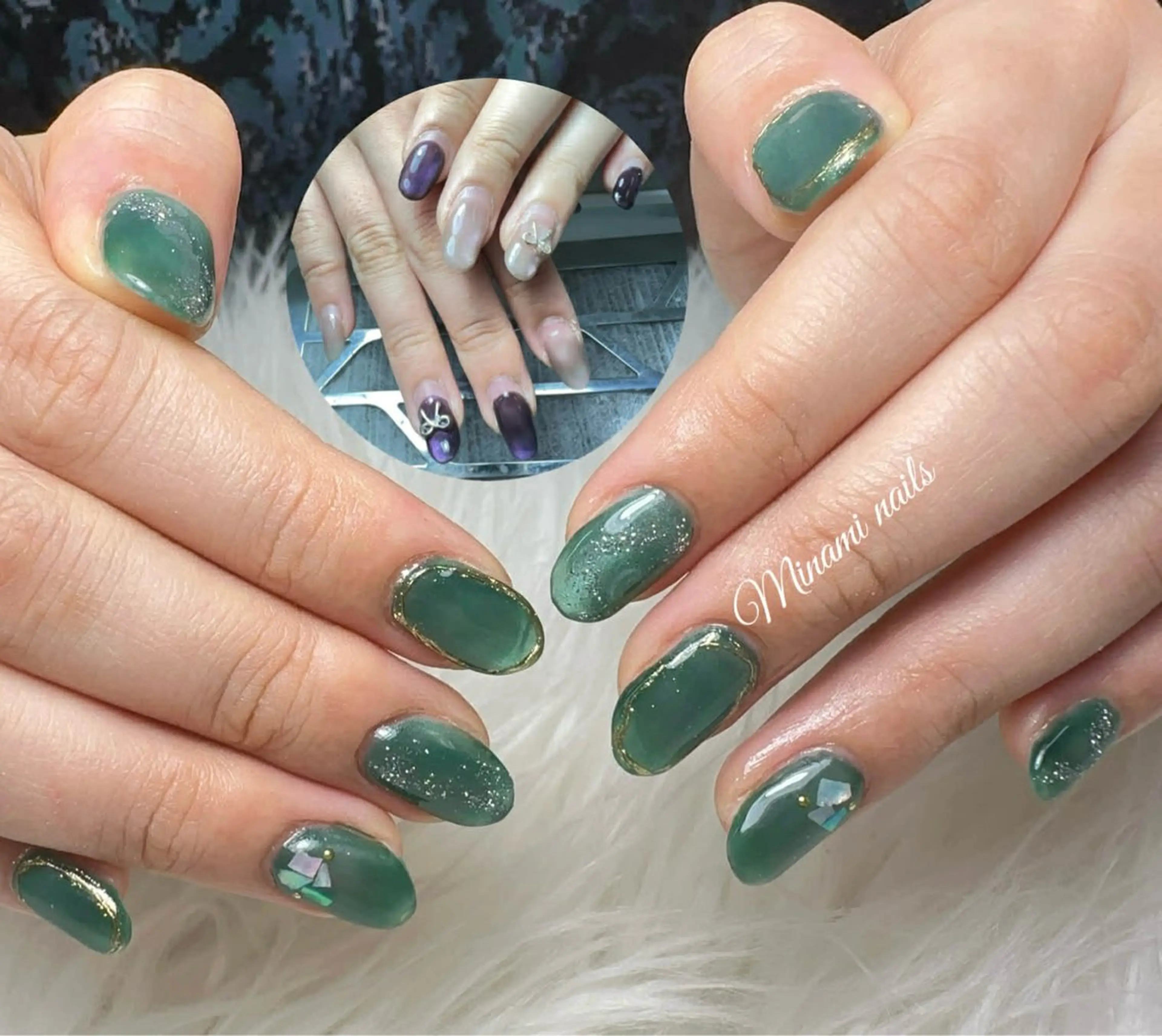 ネイル アートネイル オーロラネイル ガーリー キラキラネイル 韓国ネイル ハンドネイル Minami Nailsのネイルデザイン