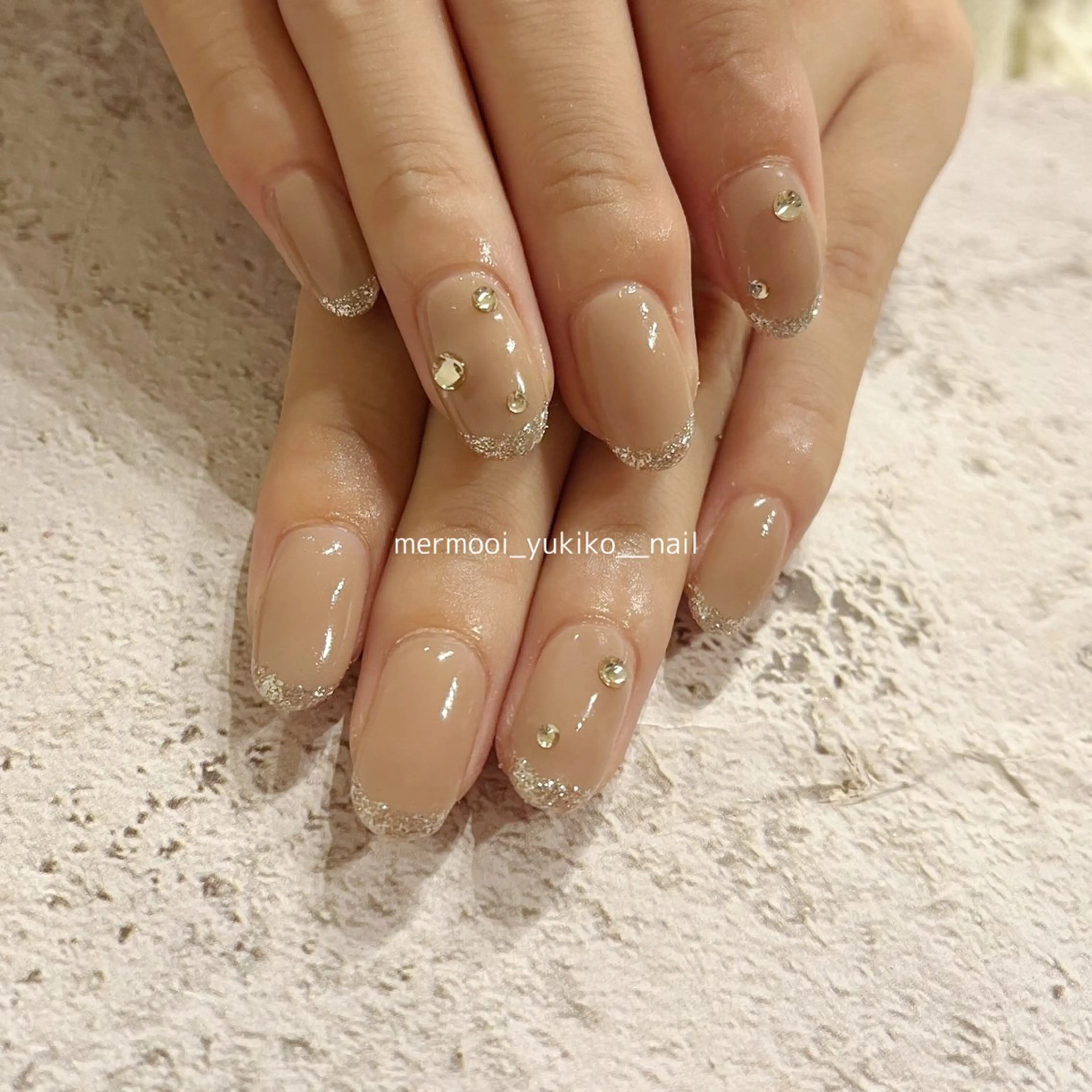 ネイル アートネイル フレンチネイル ジェルネイル キラキラネイル 韓国ネイル melumooi nailのネイルデザイン