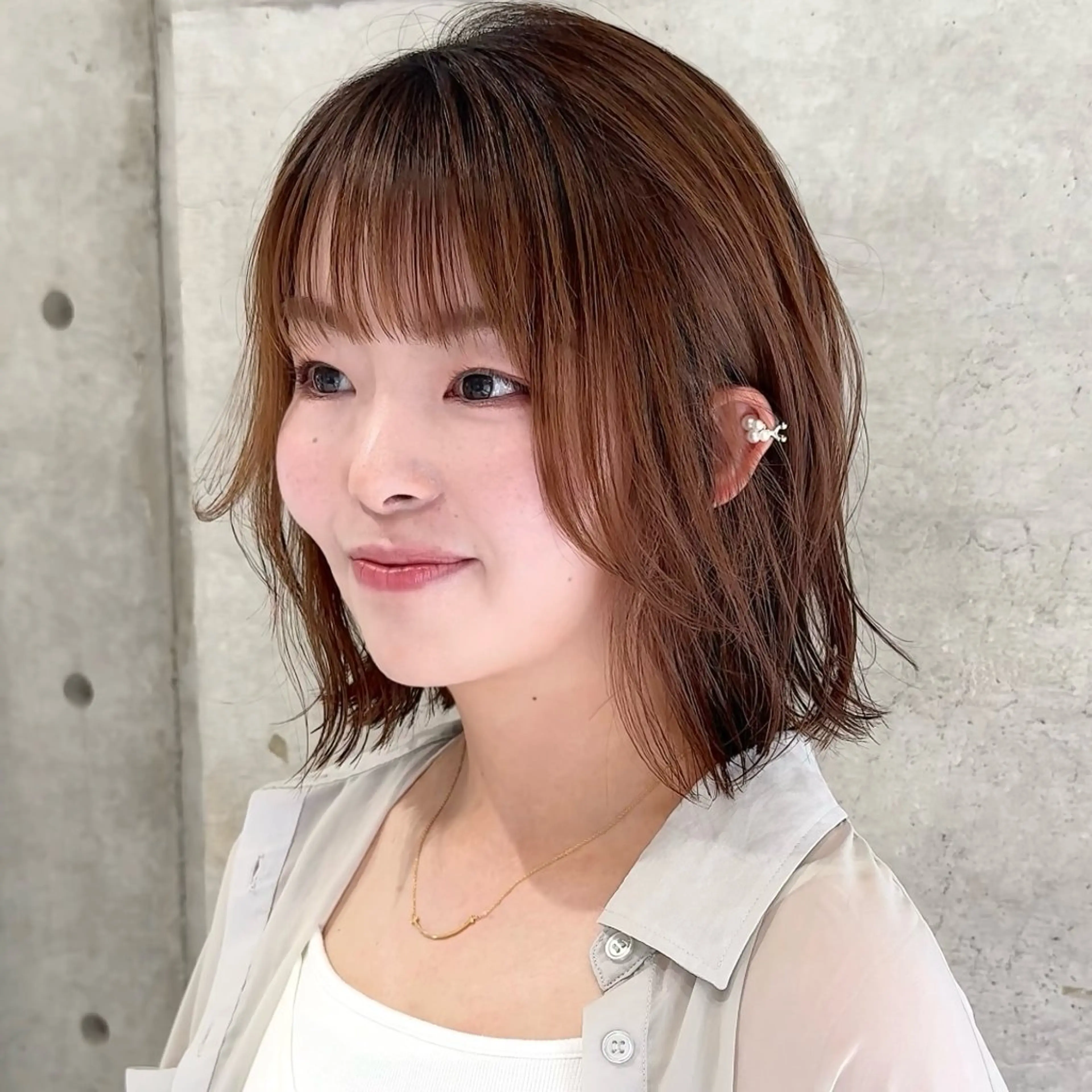 ミディアム カラー ボブ 髪質改善 似合わせカット 縮毛矯正 畔上 尚也のヘアスタイル