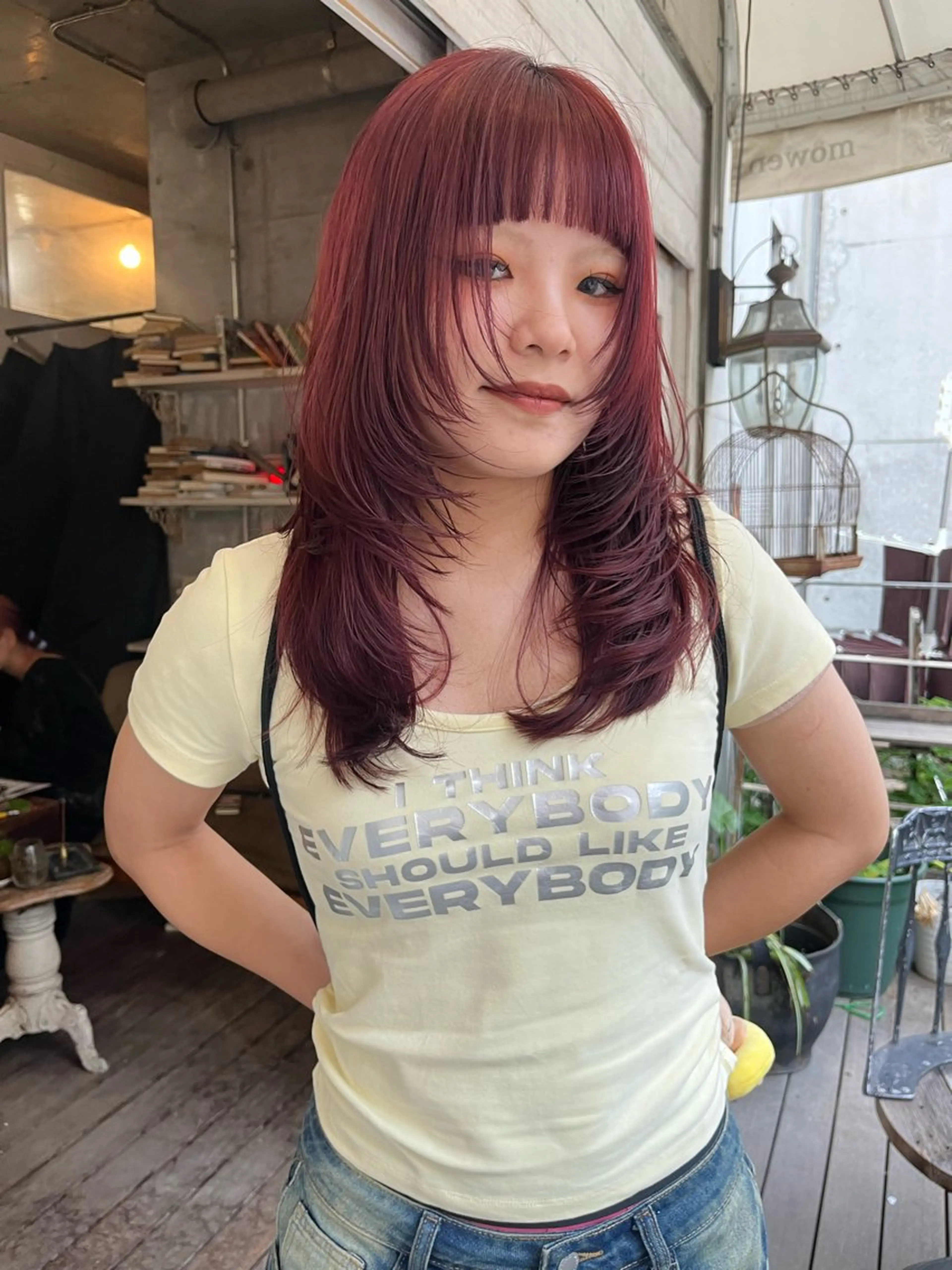 ミディアム カラー カット ヘアカラー トリートメント ハイトーン/顔まわり レイヤー/YUKAのヘアスタイル