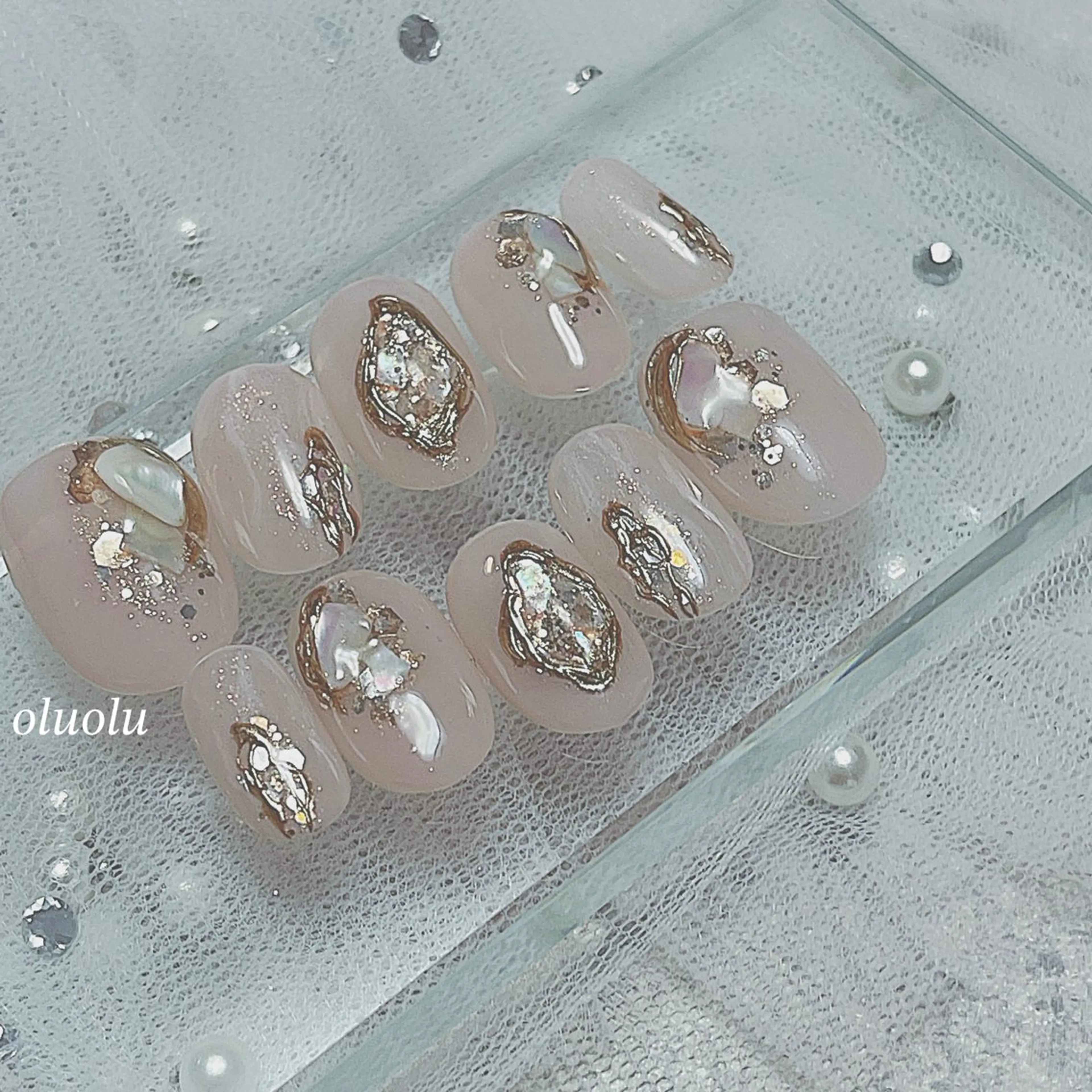 ネイル アートネイル 成人式 フットネイル キラキラネイル ミラーネイル ハンドネイル 大村 紬華のネイルデザイン