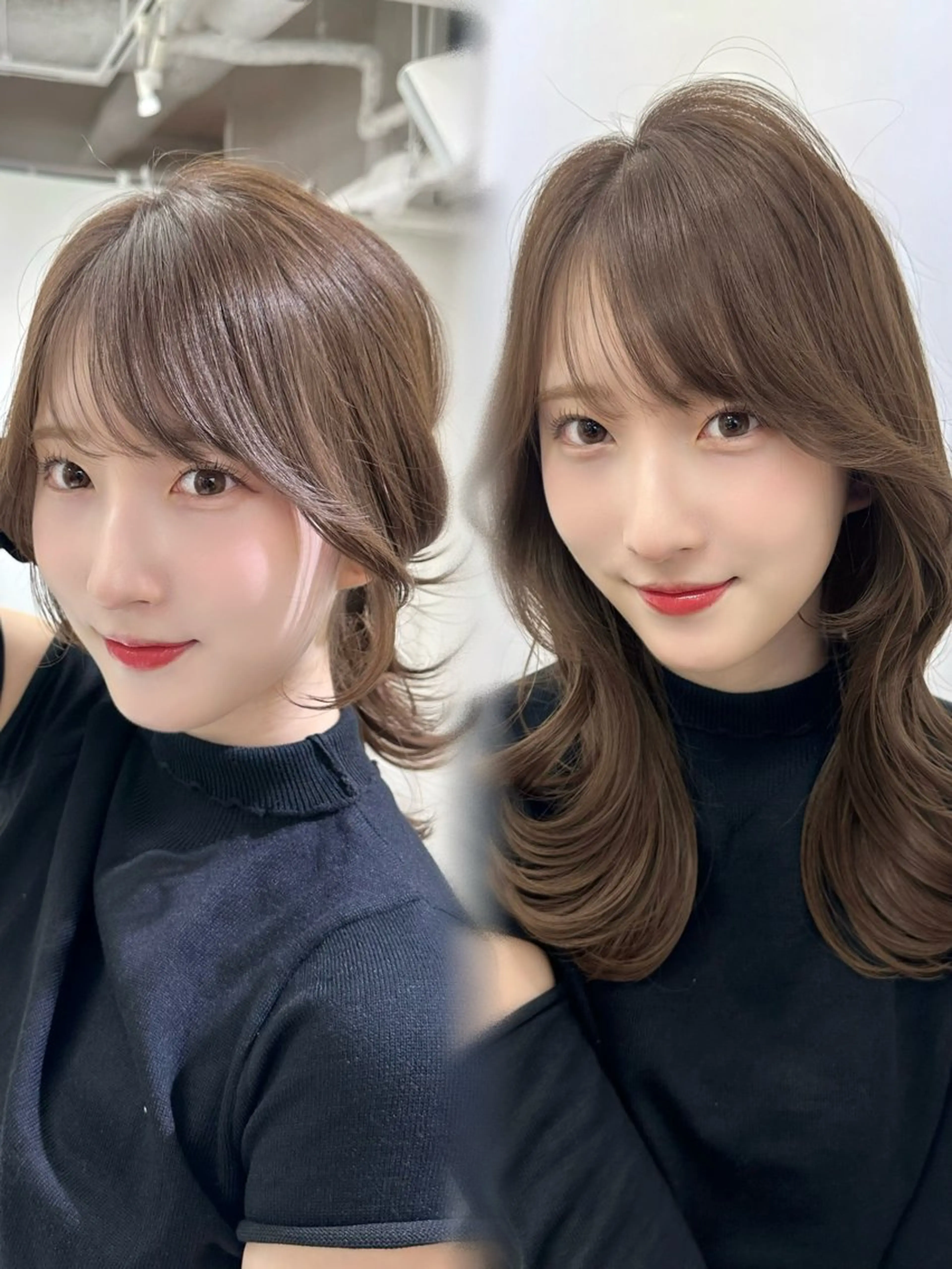 セミロング カラー ミディアムレイヤー 添田晃基のヘアスタイル