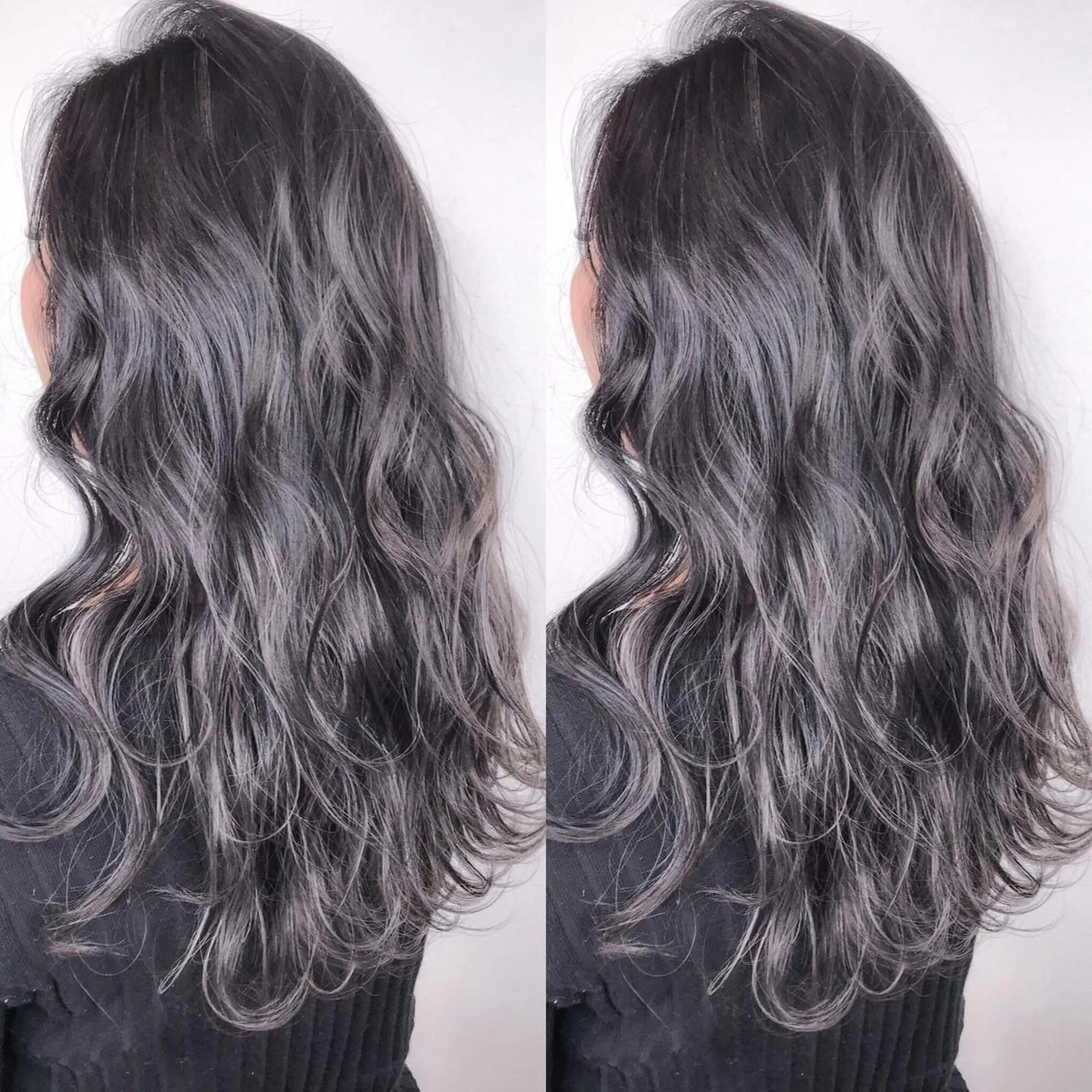 セミロング カラー ハイライトカラー シルバー ハイライト ヘアカラー BOX mico.のヘアスタイル