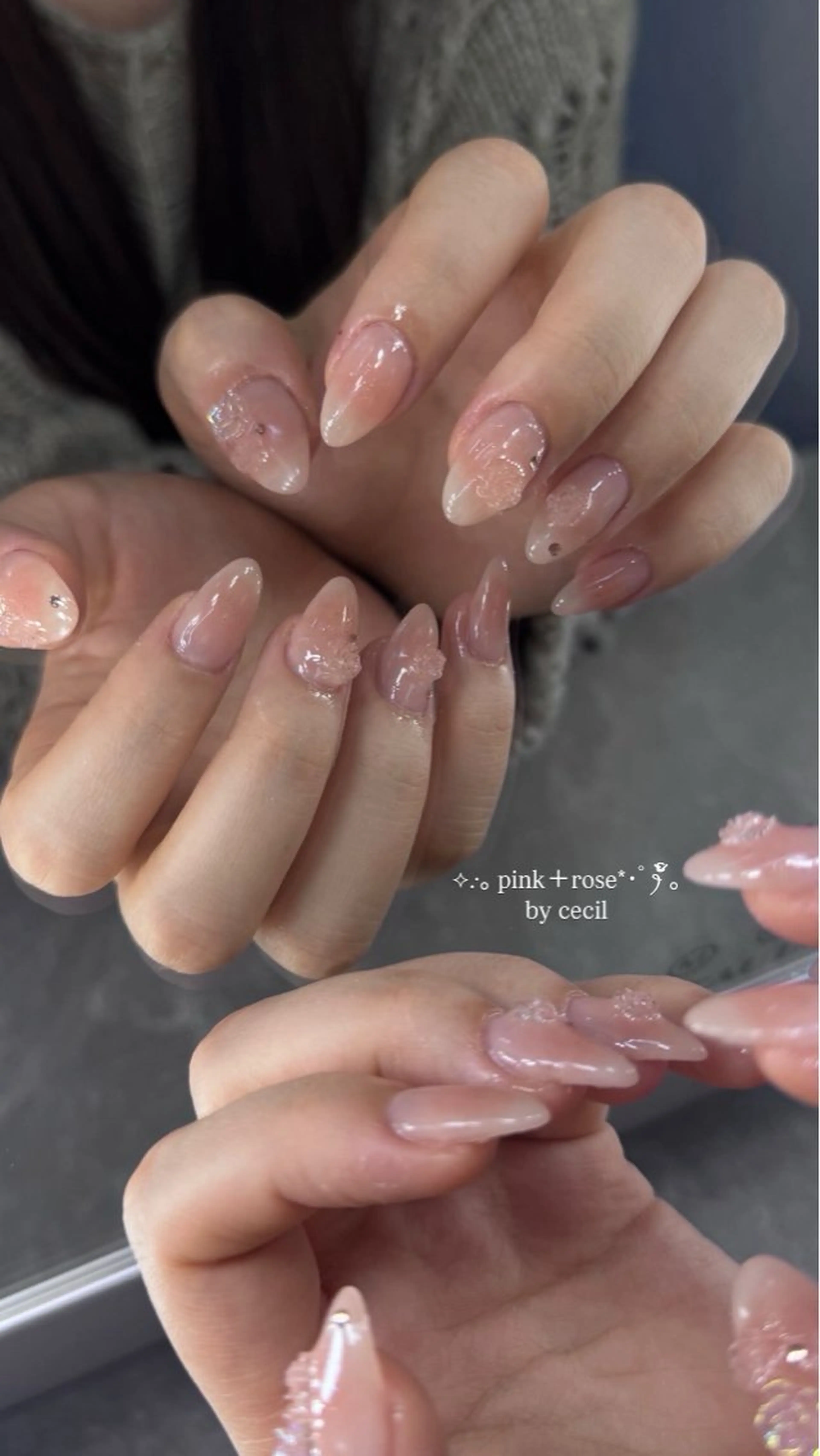 ネイル フレンチネイル 韓国ネイル マグネットネイル メンズネイル ニュアンスネイル ハンドネイル GRANDE大須 Cecil💜のネイルデザイン
