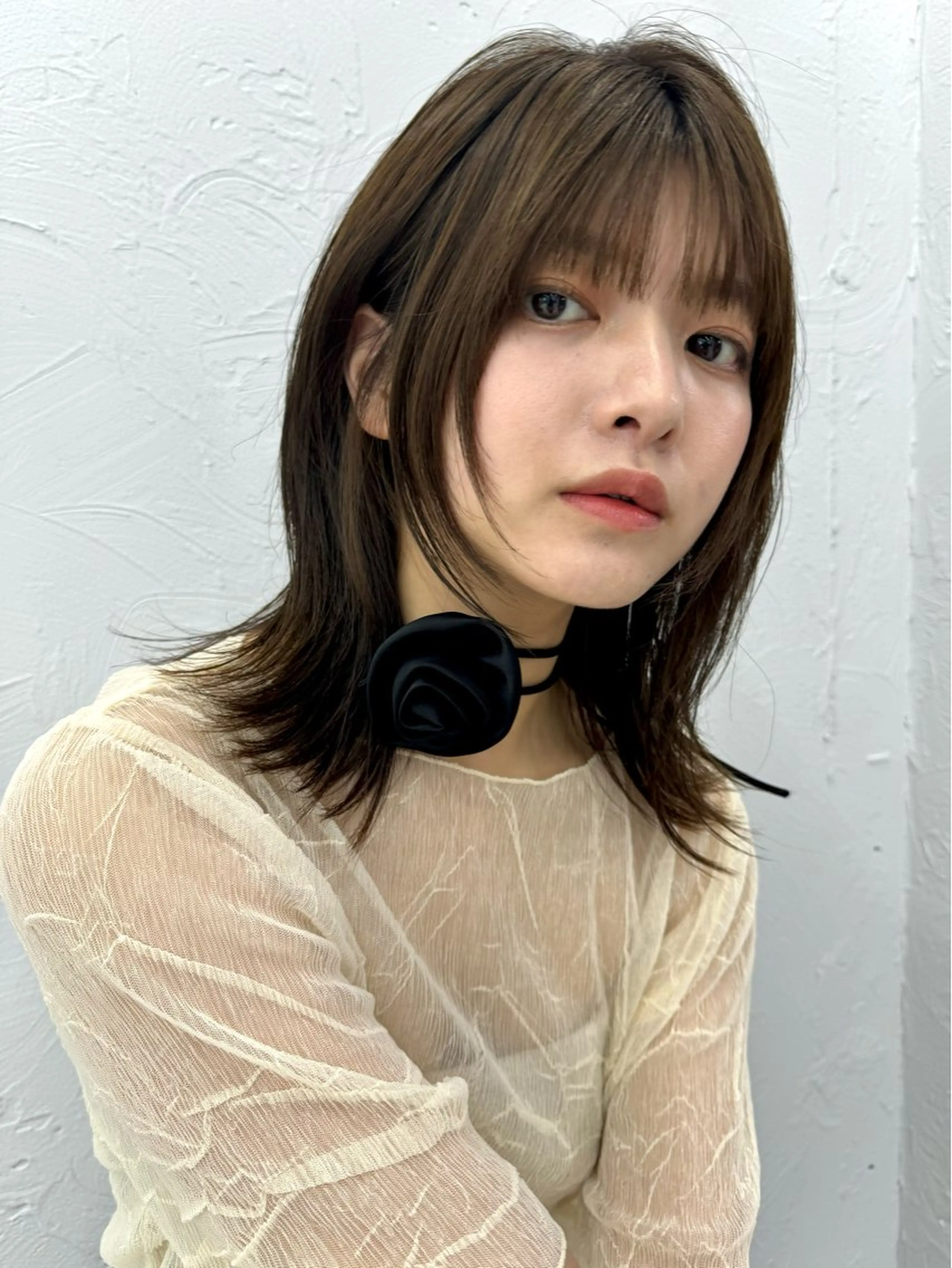 ミディアム カラー カット ヘアカラー トリートメント レイヤー/ウルフ🤎 mayo.のヘアスタイル