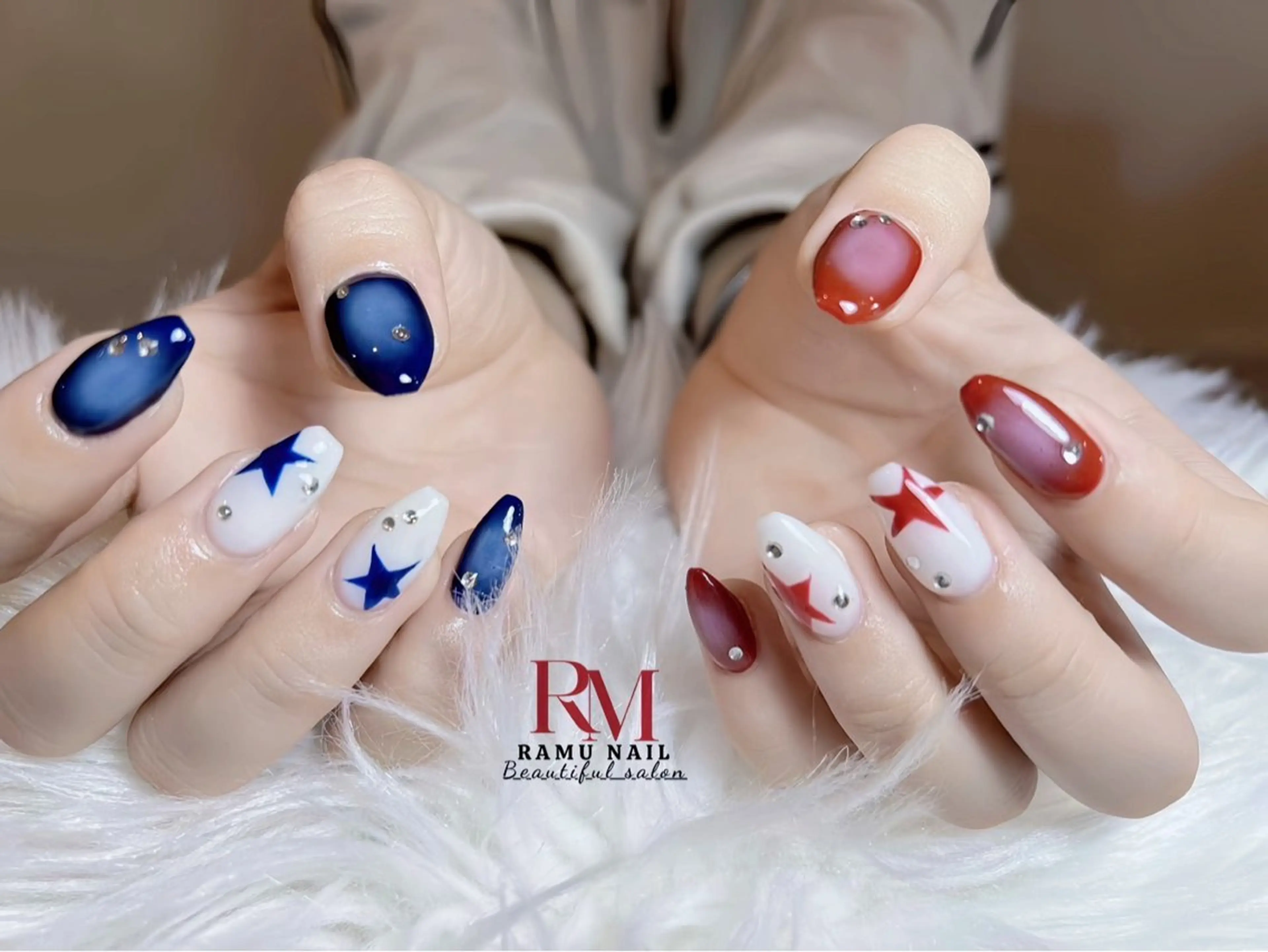 ネイル キラキラネイル マグネットネイル ミラーネイル ピンク ワンホンネイル ハンドネイル RAMU Nail 恵比寿店のネイルデザイン