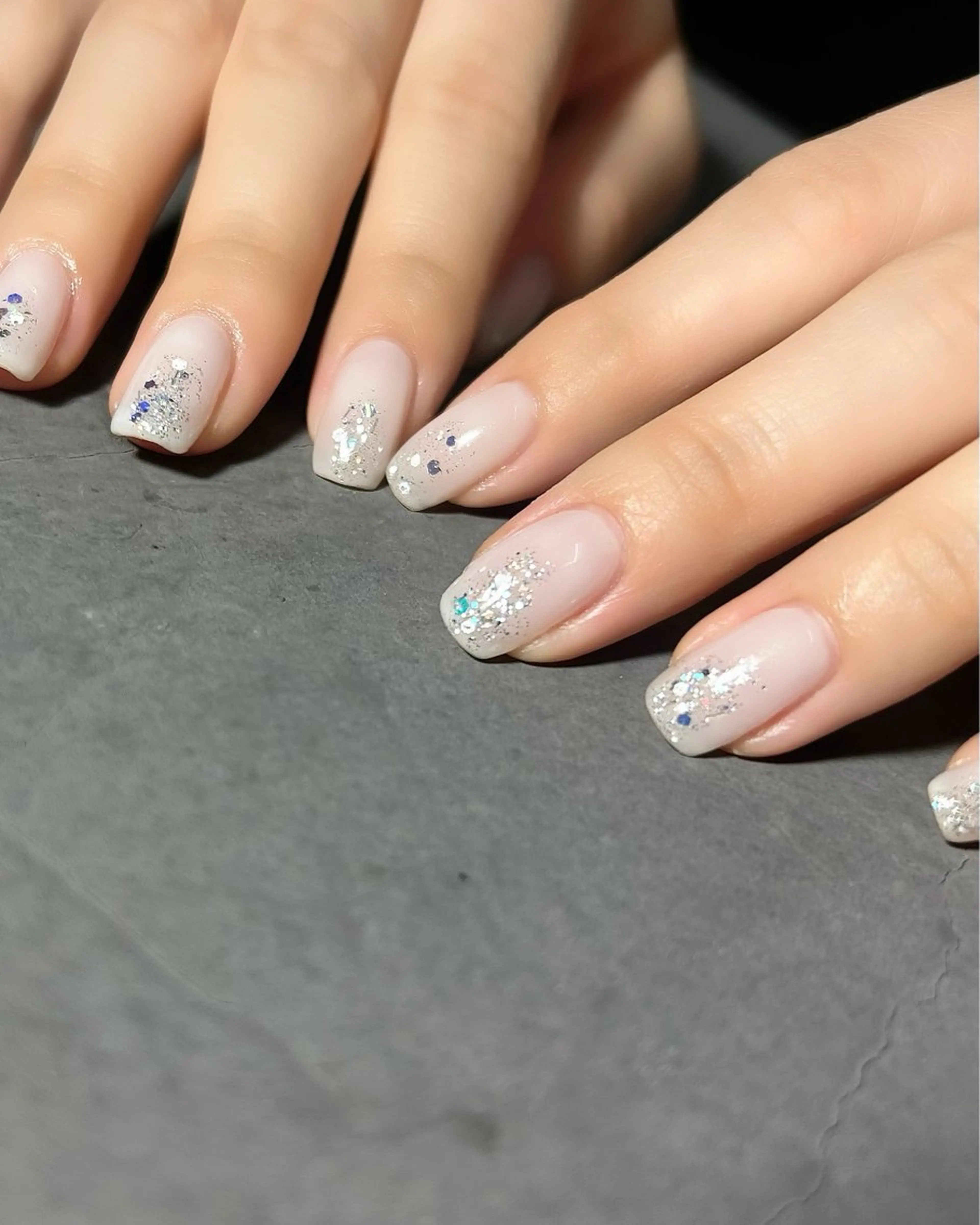 ネイル ラメ(グリッター) ワンカラーネイル ホワイト ハンドネイル nail salon Aymのネイルデザイン