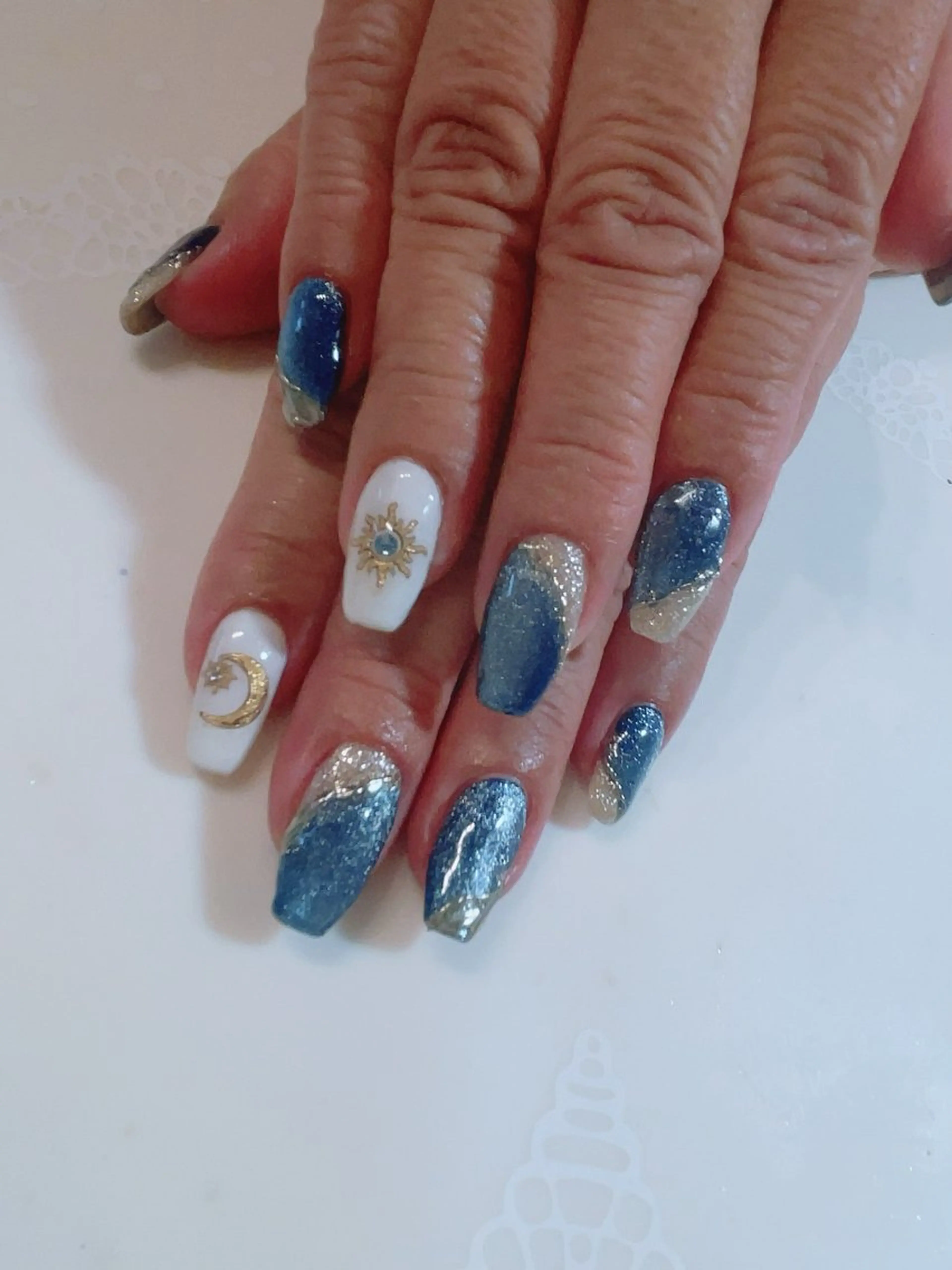 ネイル アートネイル ブルー マグネットネイル ミラーネイル ハンドネイル * haruのネイルデザイン