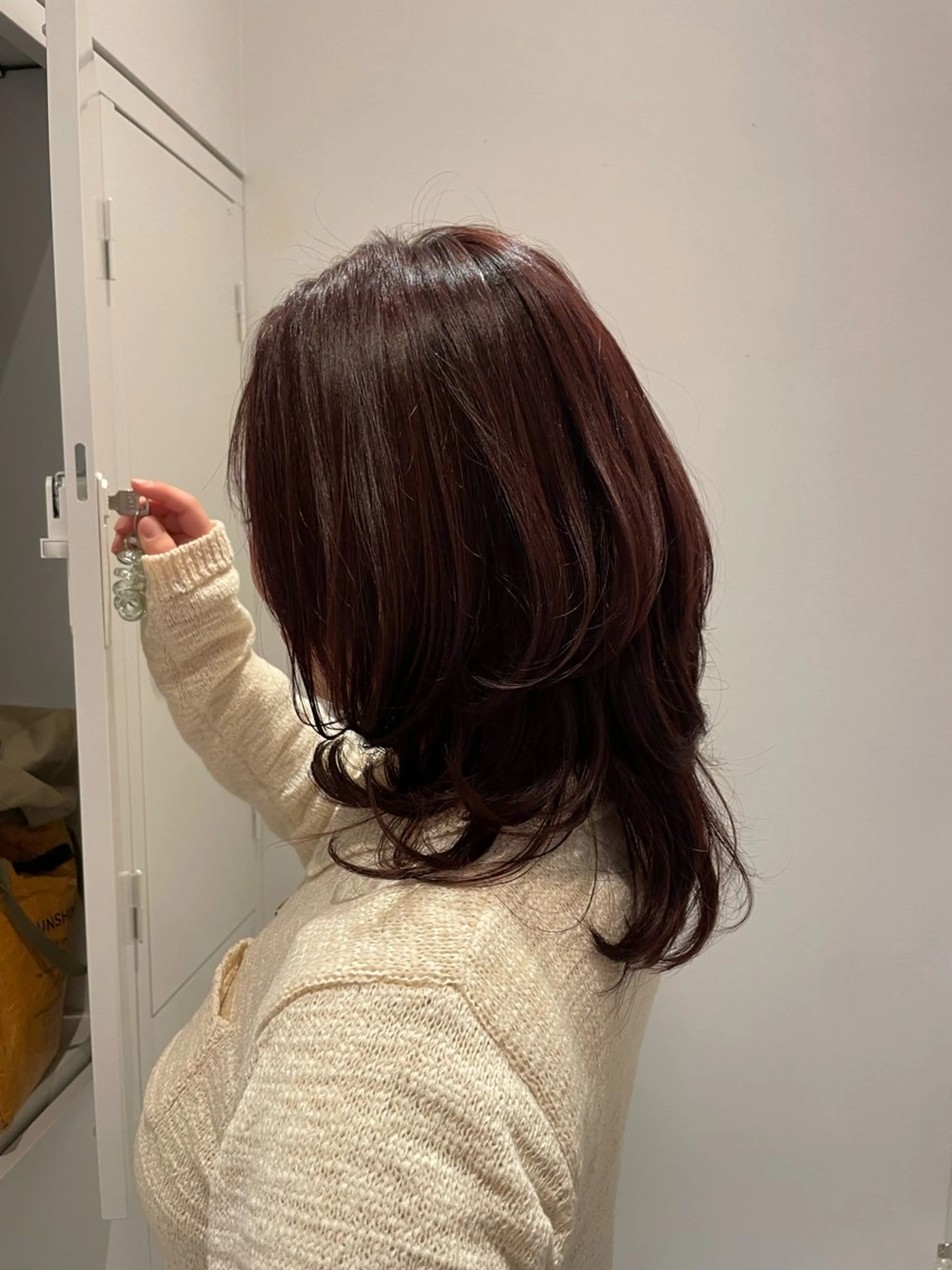 セミロング カラー ボルドーカラー オリーブカラー🫒/ ハッシュカット/みゆのヘアスタイル