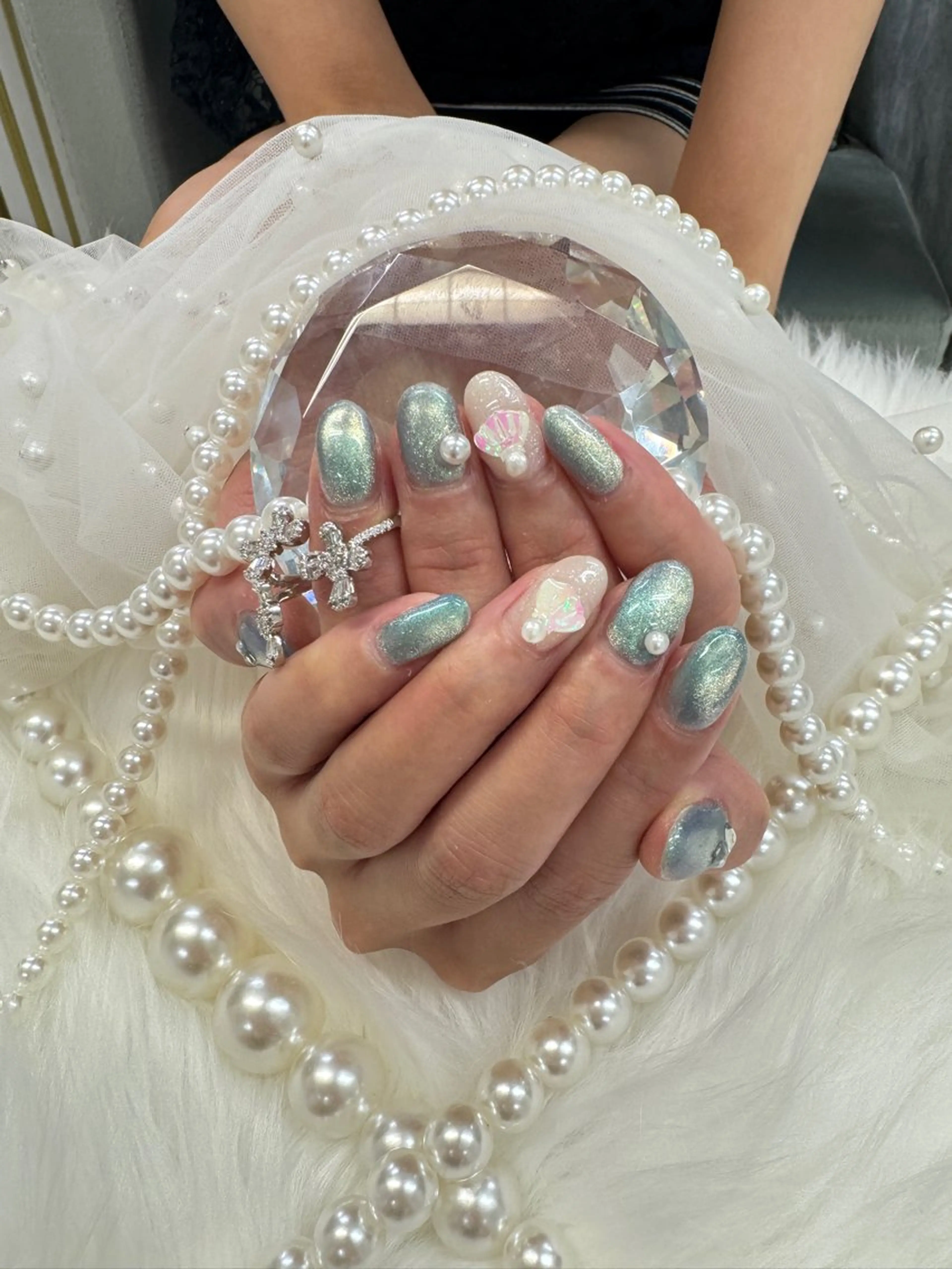 ネイル アートネイル フットネイル フレンチネイル ジェルネイル ガラスフレンチ Queeens nailのネイルデザイン