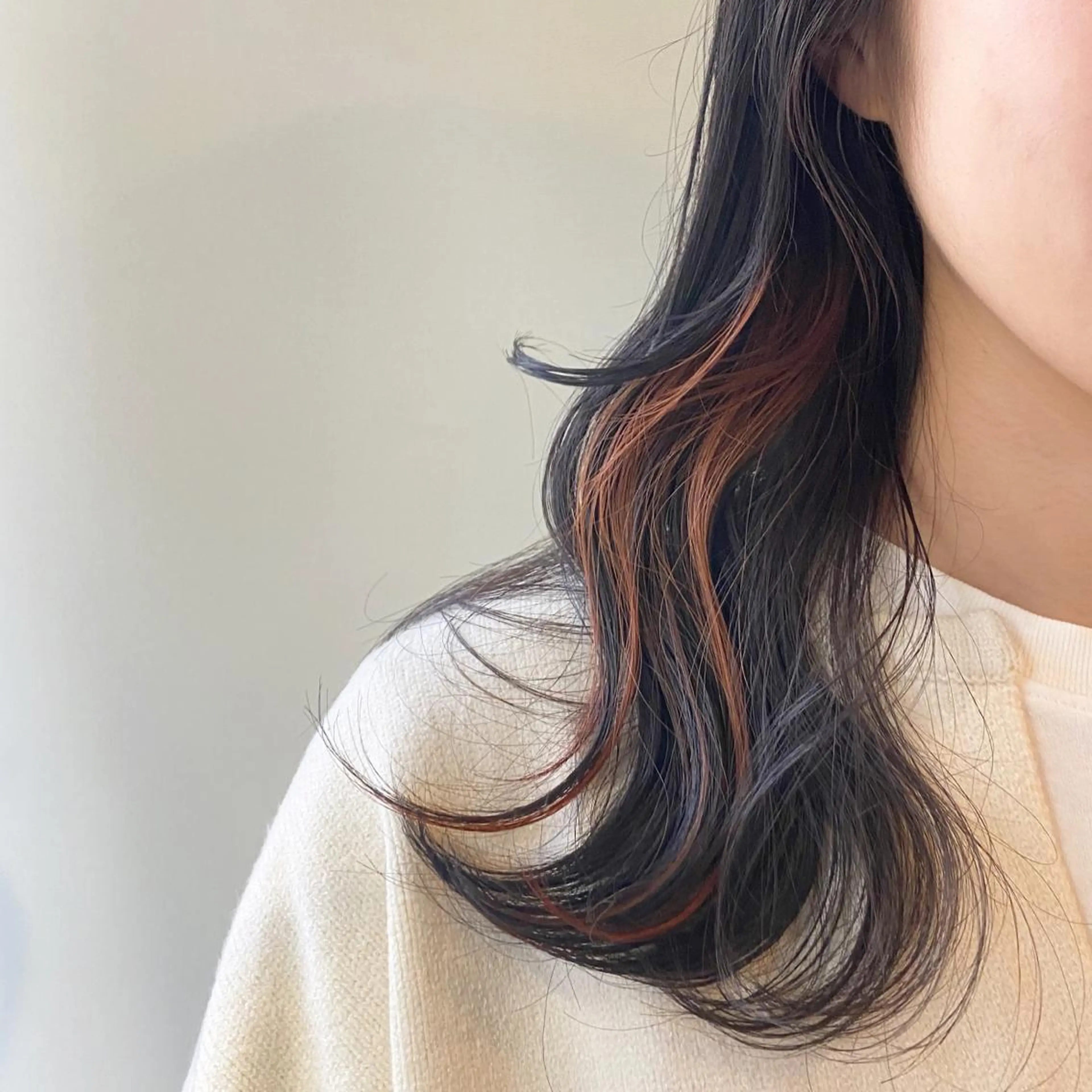 ミディアム カラー ヘアアレンジ ネイビーカラー オレンジ 撮影モデル募集 🦋soemikaのヘアスタイル