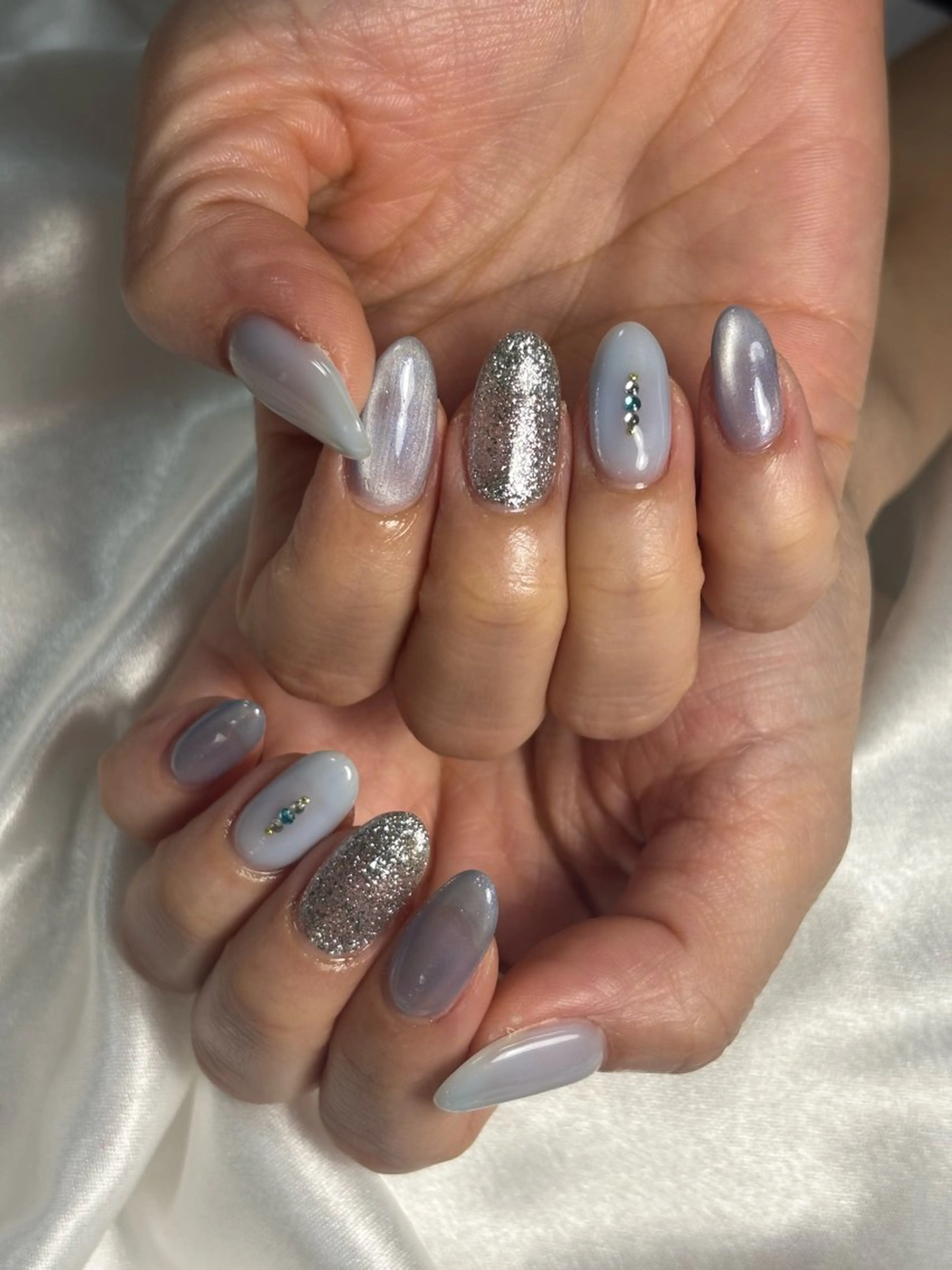 ネイル オーロラネイル フットネイル フレンチネイル ジェルネイル マグネットネイル ハンドネイル kiki nail たまプラーザのネイルデザイン