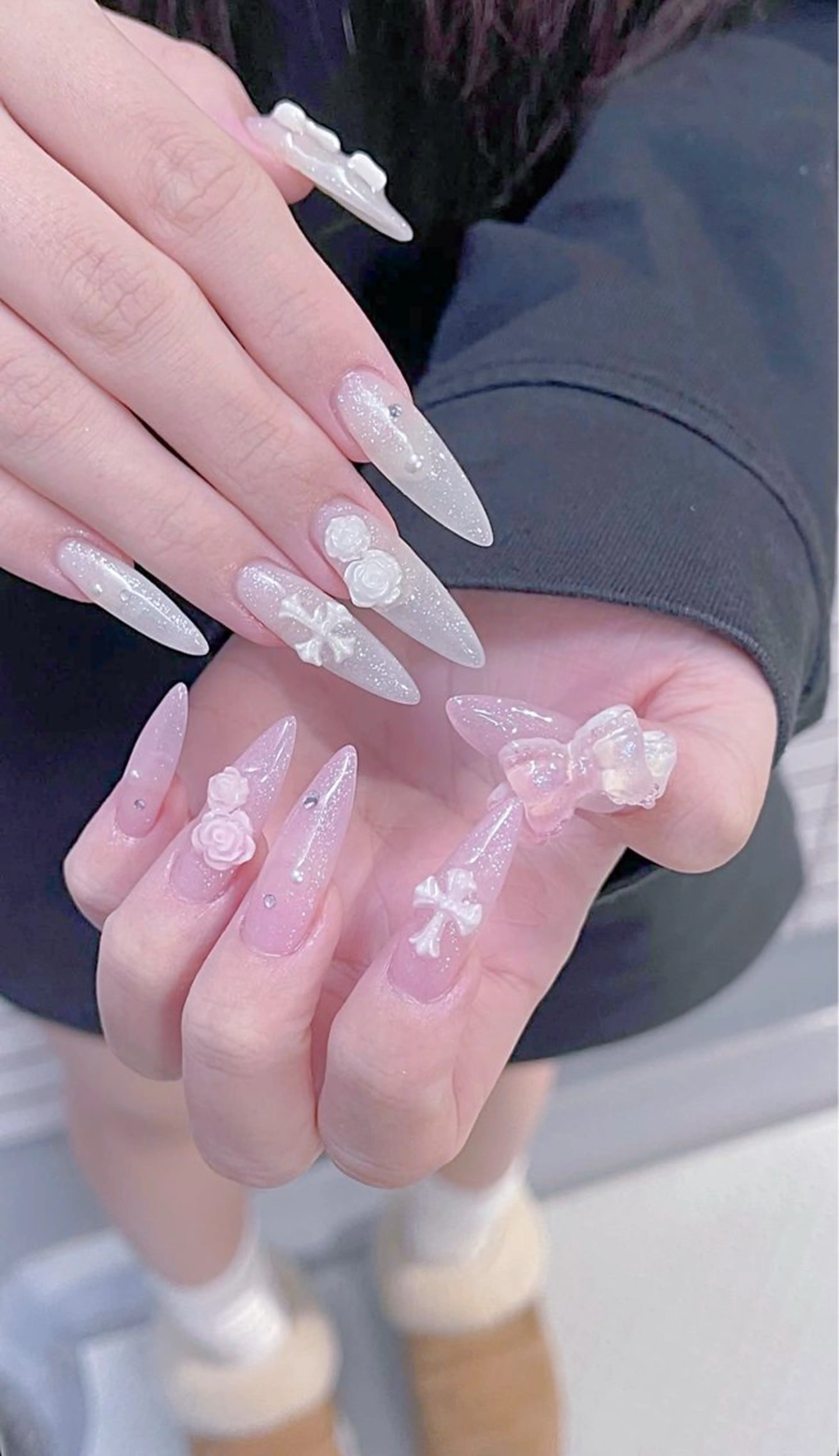 ネイル チークネイル 長さ出し フレンチネイル ジェルネイル 韓国ネイル ハンドネイル Any nail新大久保店のネイルデザイン