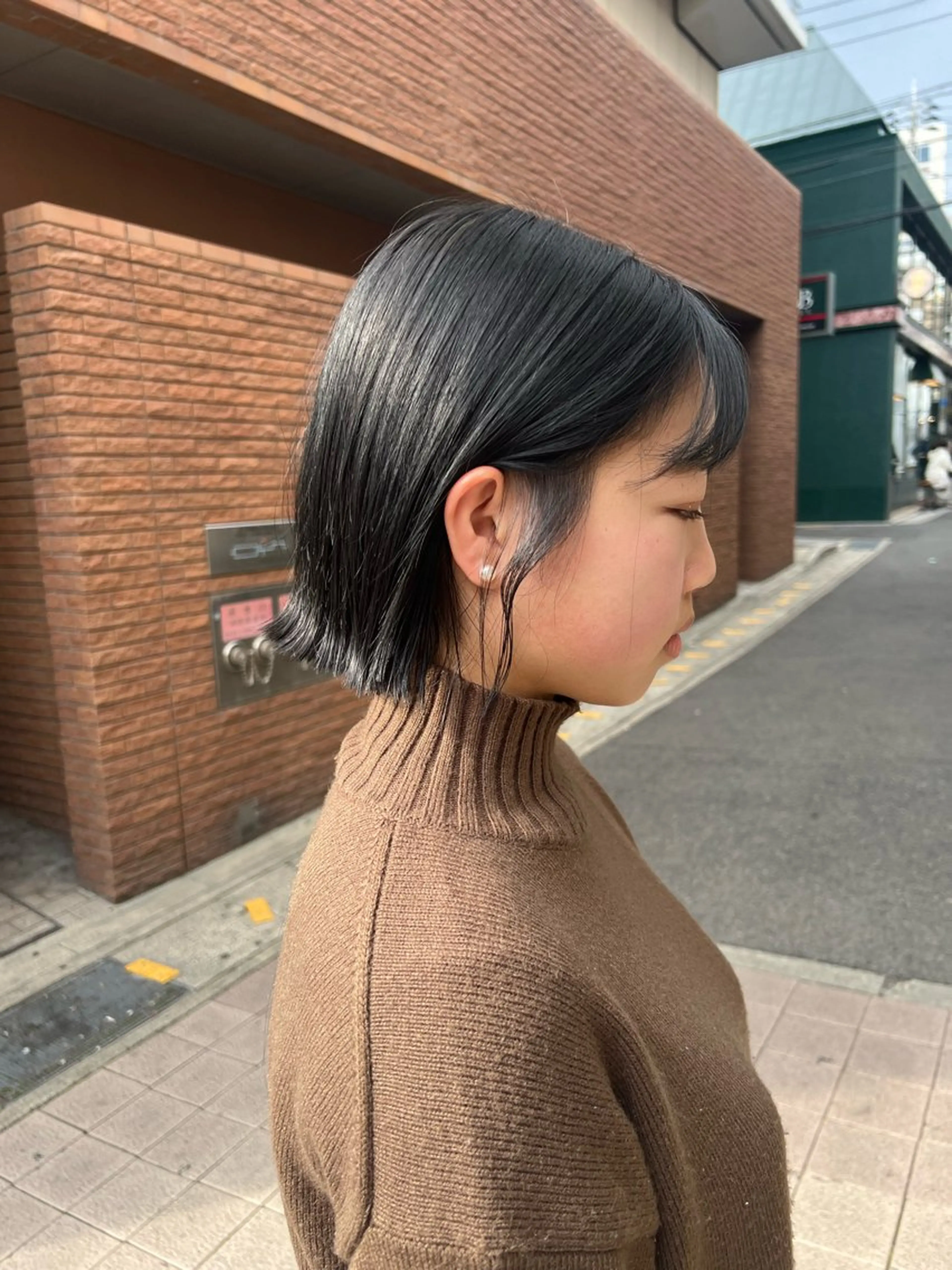 ショート カラー 切りっぱなしボブ ボブ 神戸ボブ✂️ ioe三宮/田 伸佳のヘアスタイル