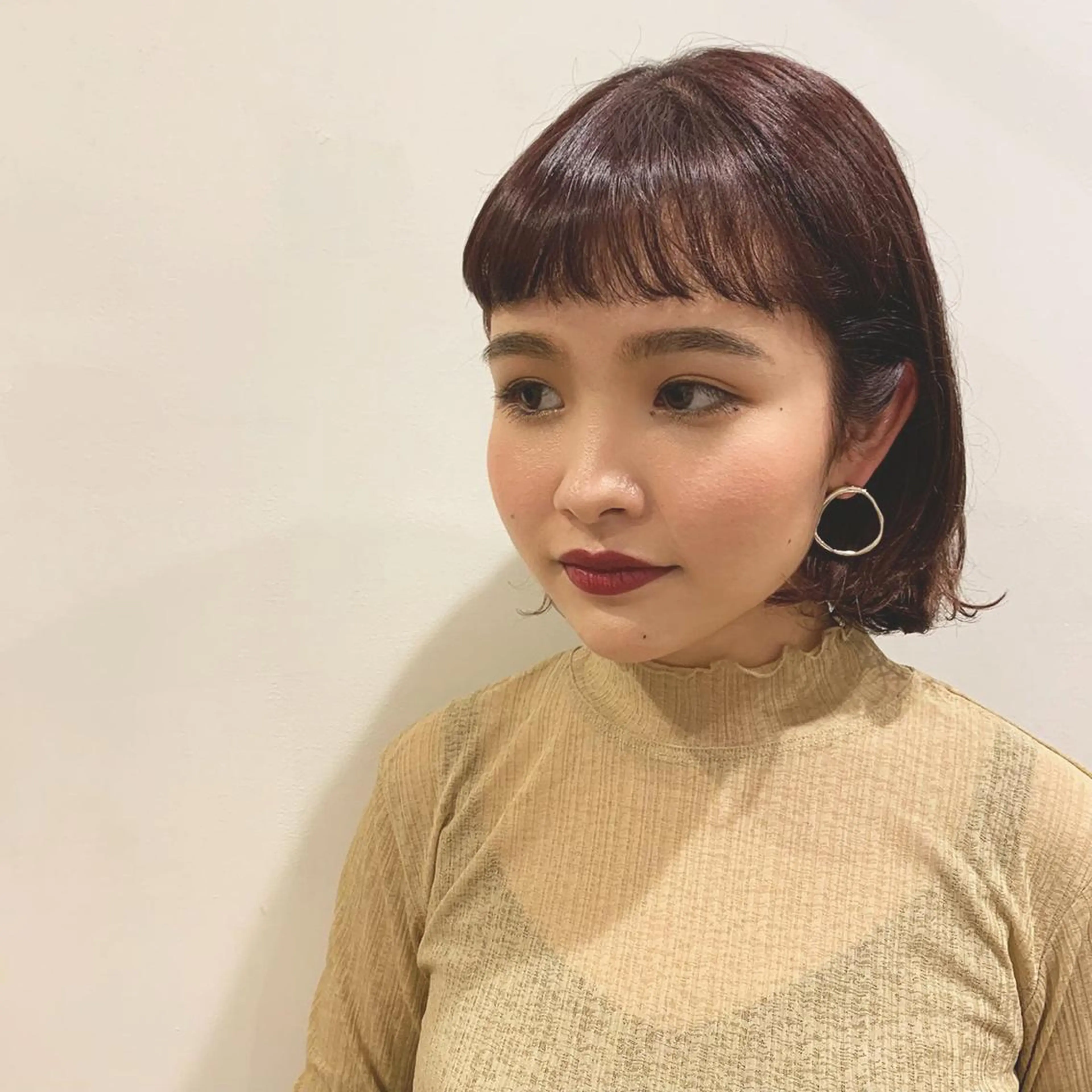 ショート カラー ブラウンカラー レッドカラー レッドブラウン mizuho .のヘアスタイル