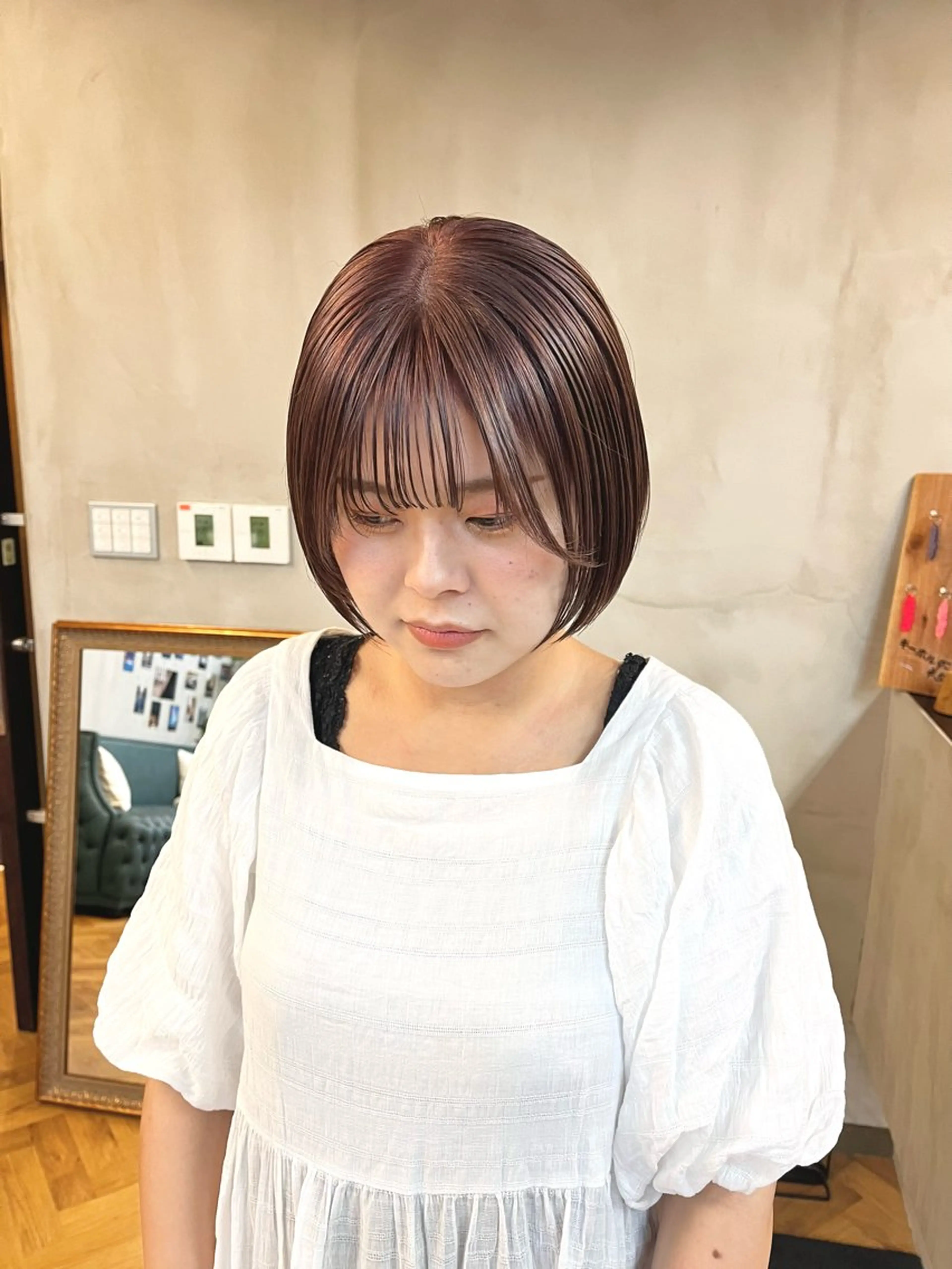 ショート カラー ヘアアレンジ ブリーチ ena/ブリーチなし 透明感・レイヤー🎀のヘアスタイル