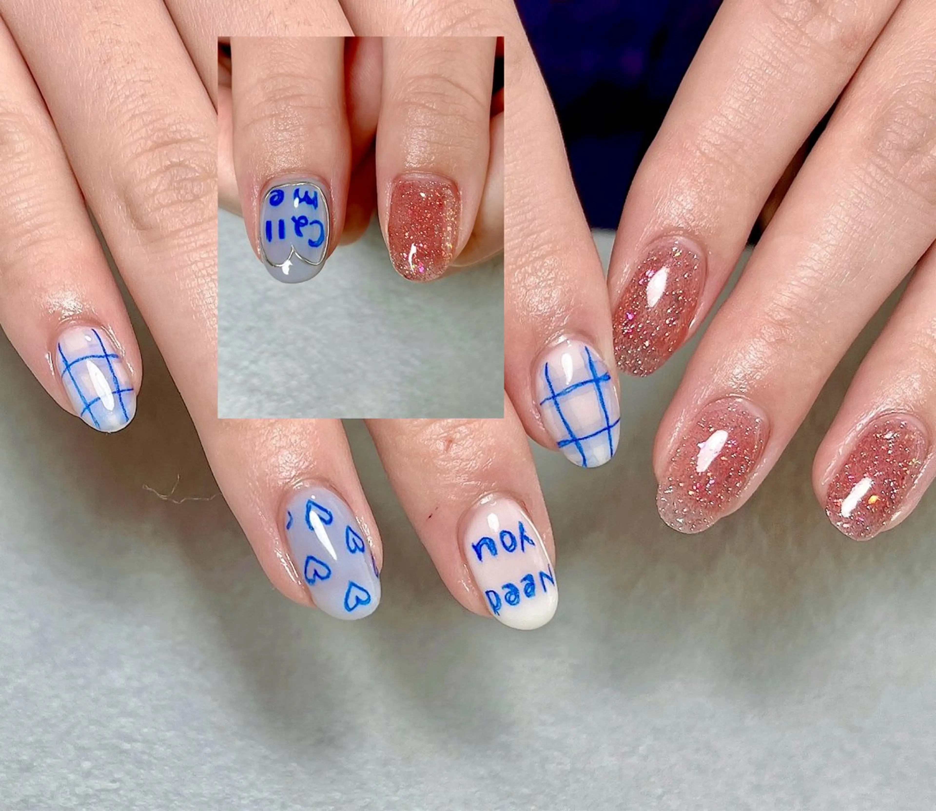 ネイル ハンドネイル tsumeya ゆるかわ手描きネイルのネイルデザイン