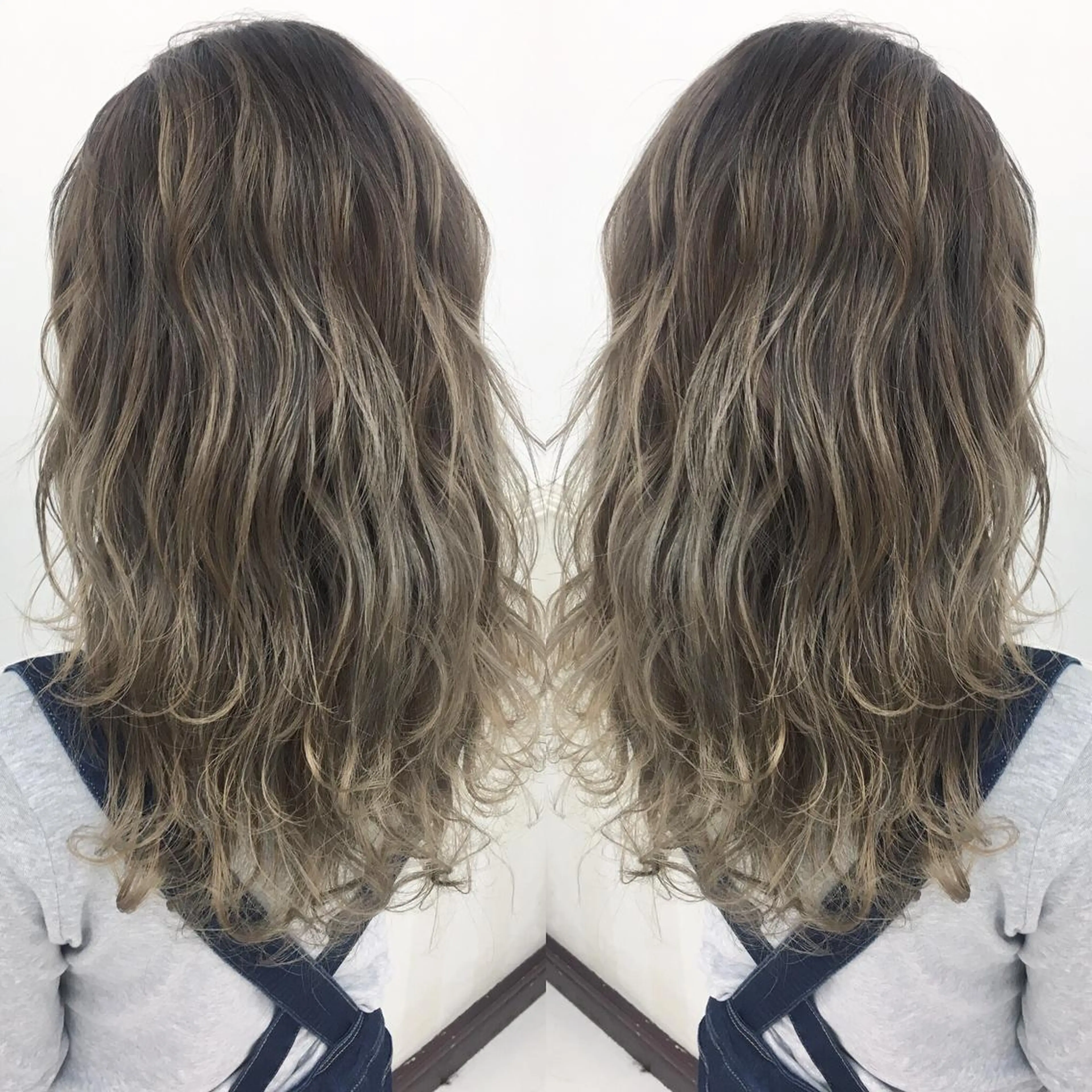 ロング カラー バレイヤージュ グレージュ レイヤーカット カット ヘアカラー N° jillva ♦️川端裕司♦️のヘアスタイル