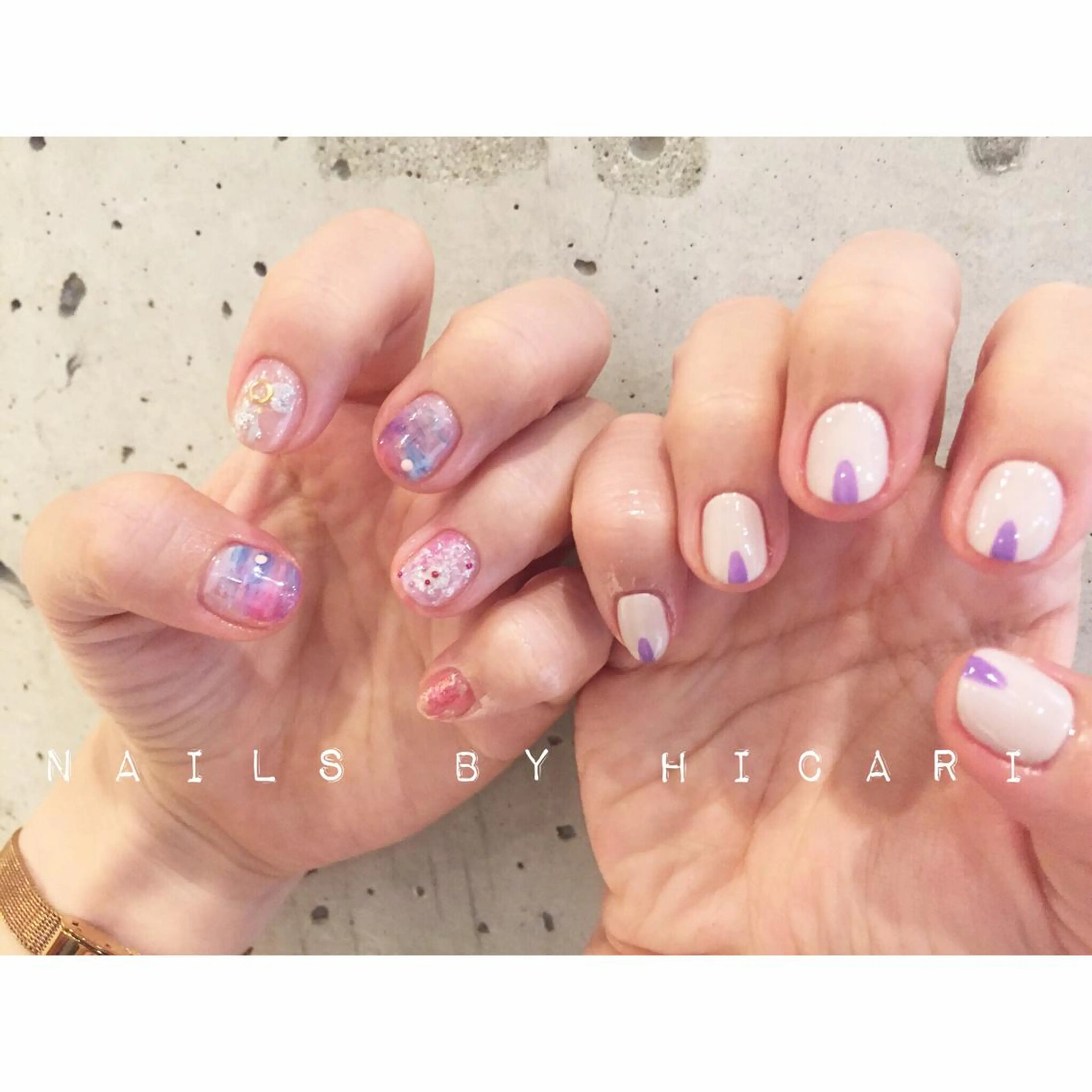 ショート カラー ネイル マツエク・マツパ ジェルネイル ニュアンスネイル パラジェル illum hicariのネイルデザイン