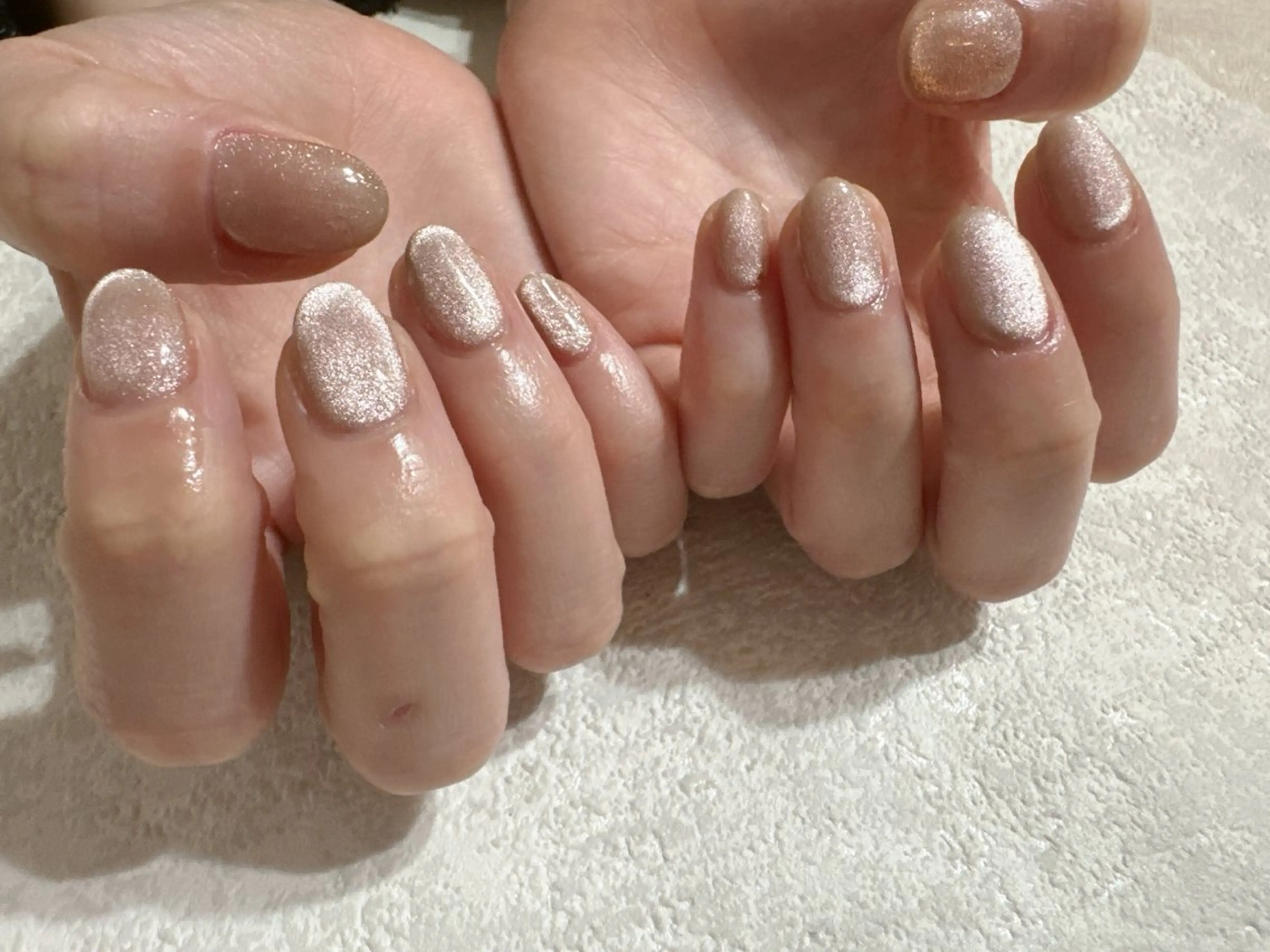 ネイル オーロラネイル フットネイル フレンチネイル ジェルネイル キラキラネイル kikinail 溝の口のネイルデザイン