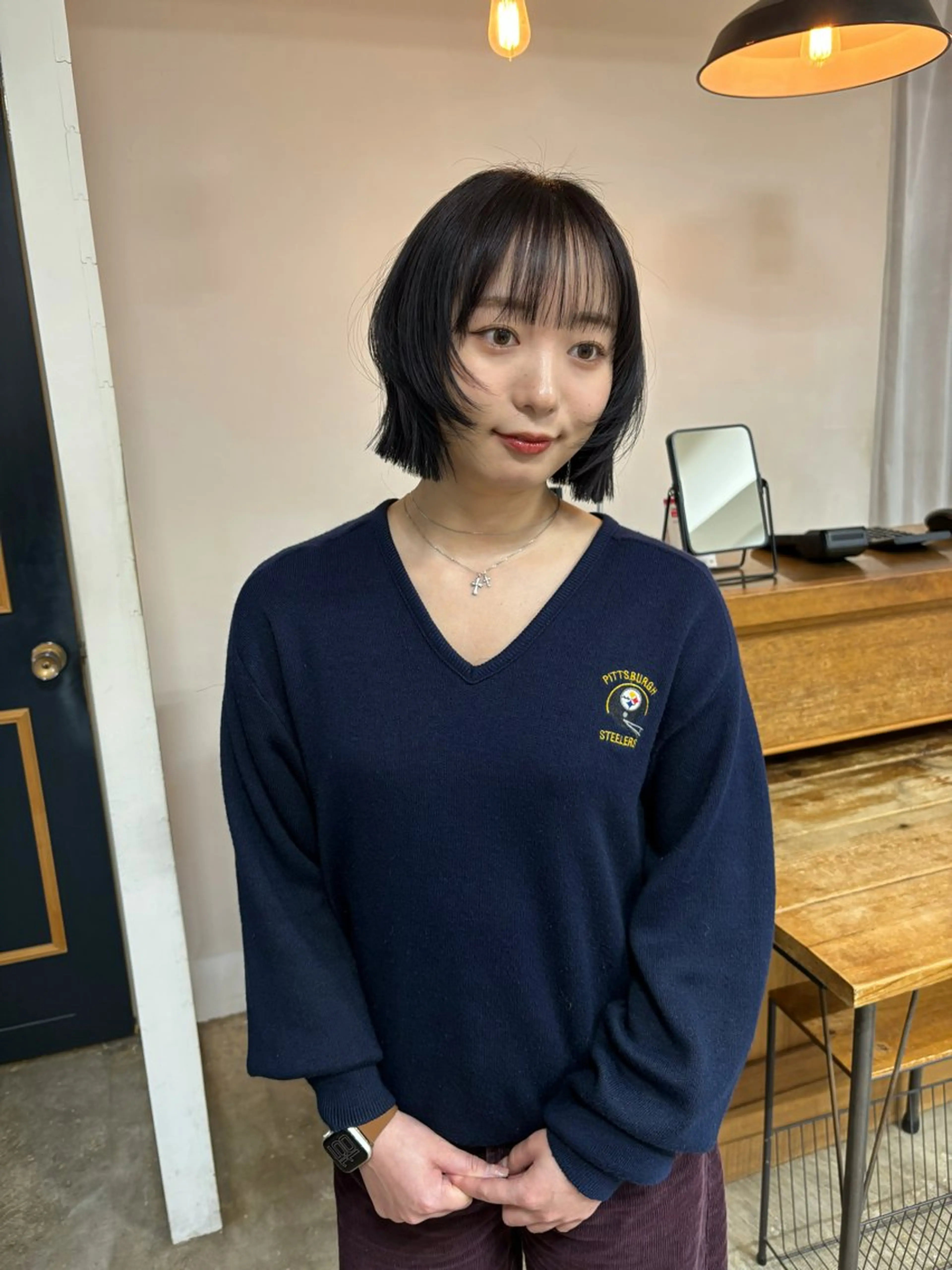 ミディアム カラー カット トリートメント ボブ&顔まわりレ イヤー♡TOMOE♡のヘアスタイル