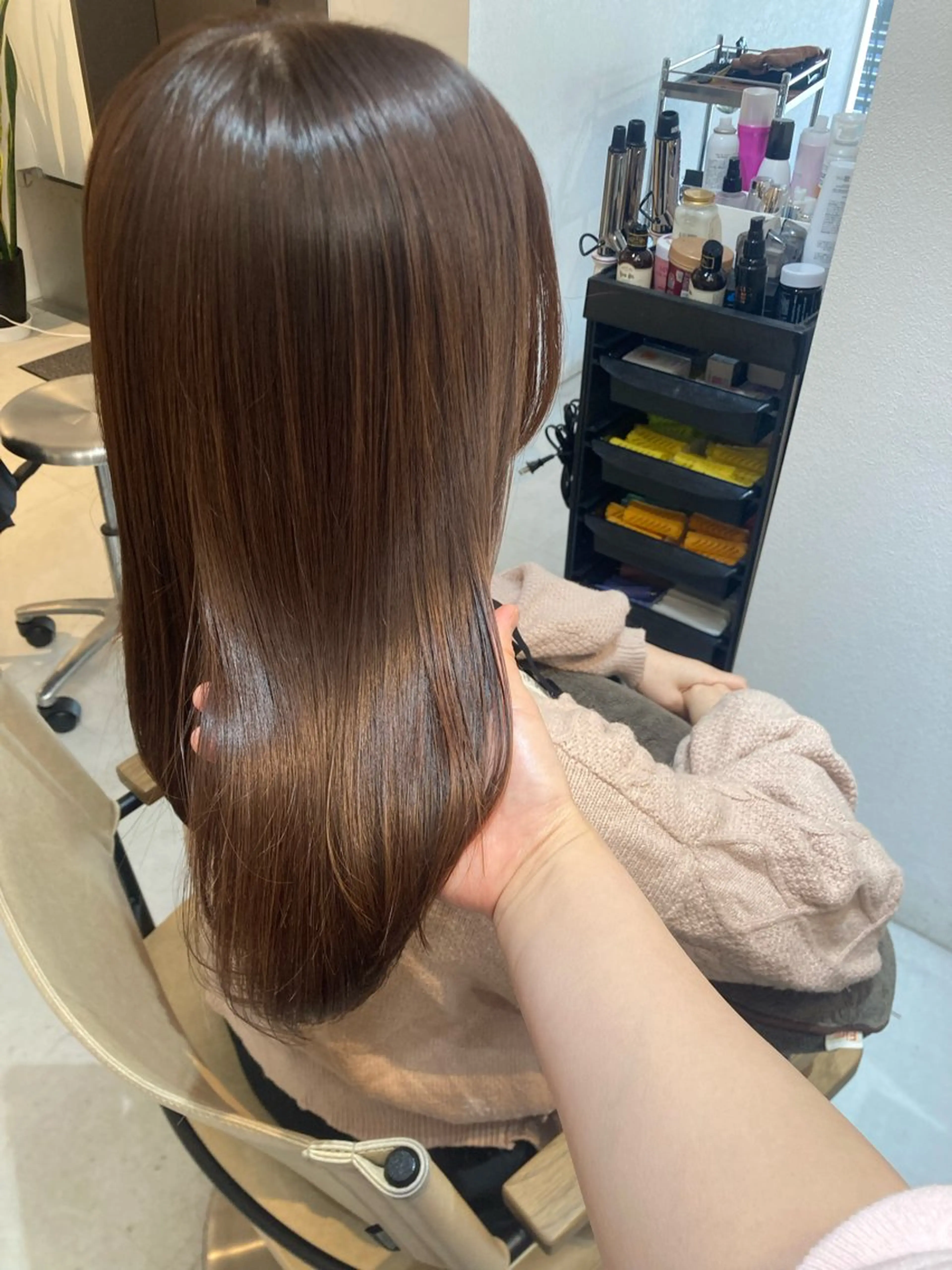 ミディアム カット ヘアカラー トリートメント ✨色持ちの良い艶 カラー✨蟹江真世のヘアスタイル