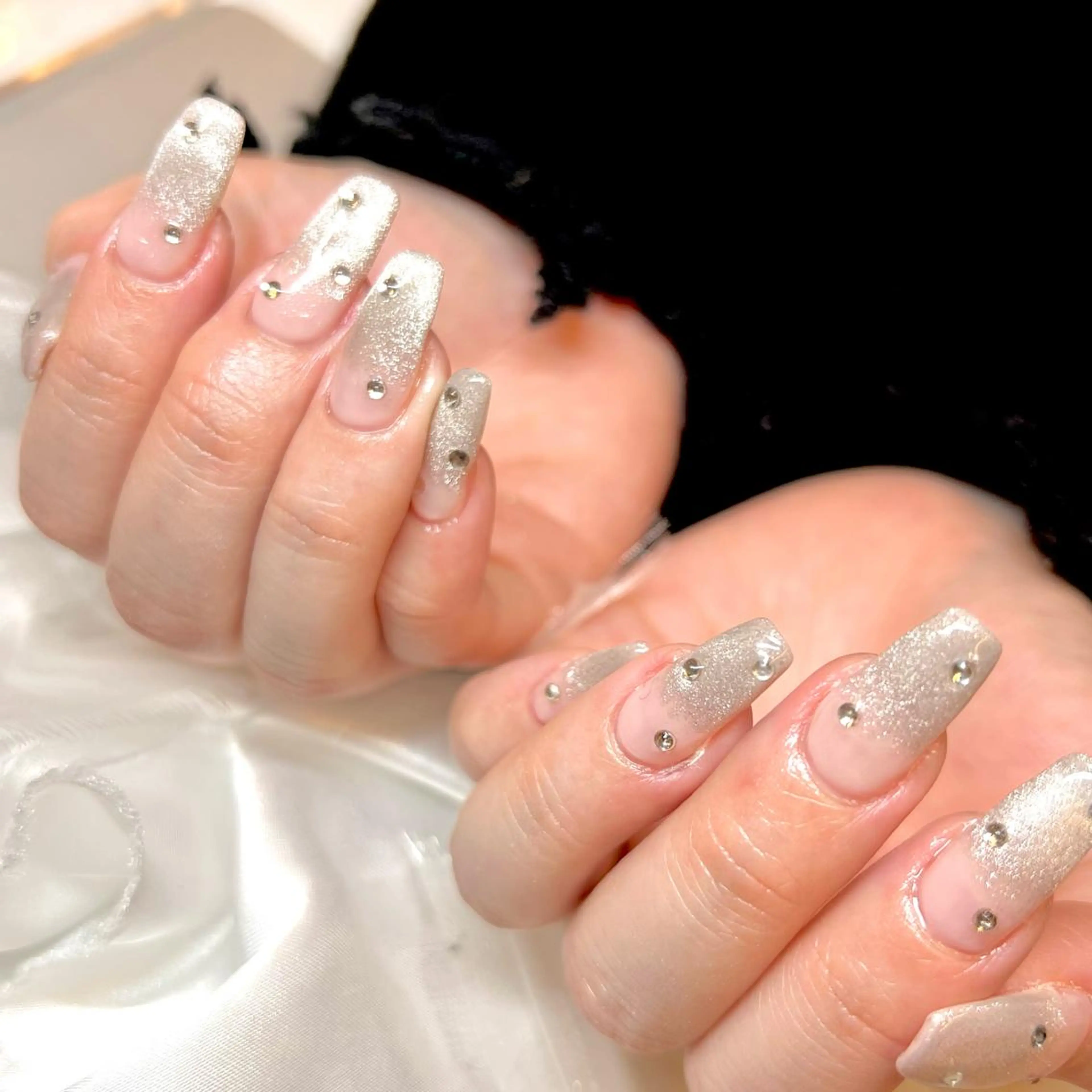 ネイル アートネイル オーロラネイル ジェルネイル 韓国ネイル ロングネイル ハンドネイル clover nailのネイルデザイン