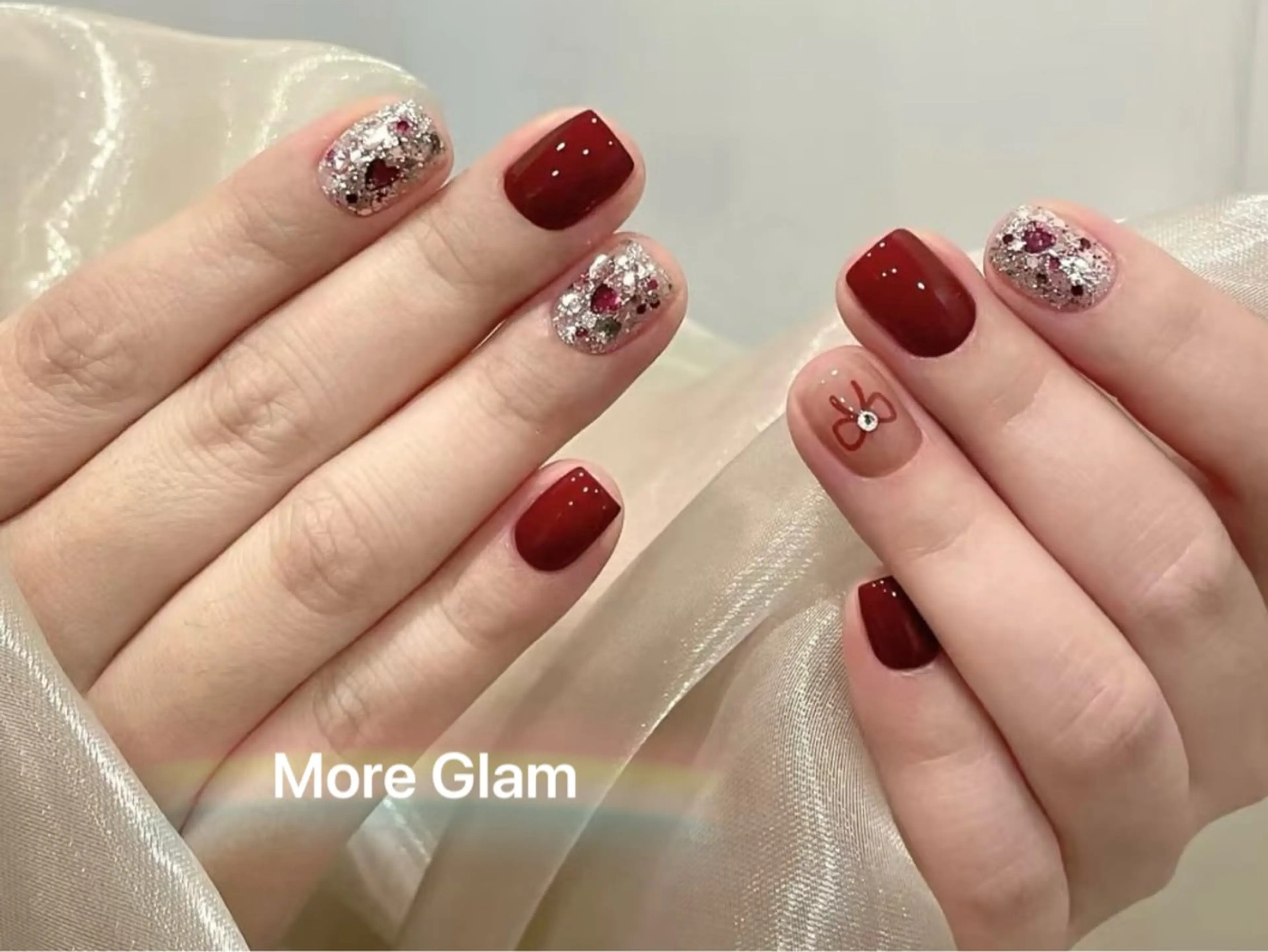 ネイル オーロラネイル カジュアル 長さ出し フレンチネイル ジェルネイル MoriseNail Jr研修💜イシダのネイルデザイン