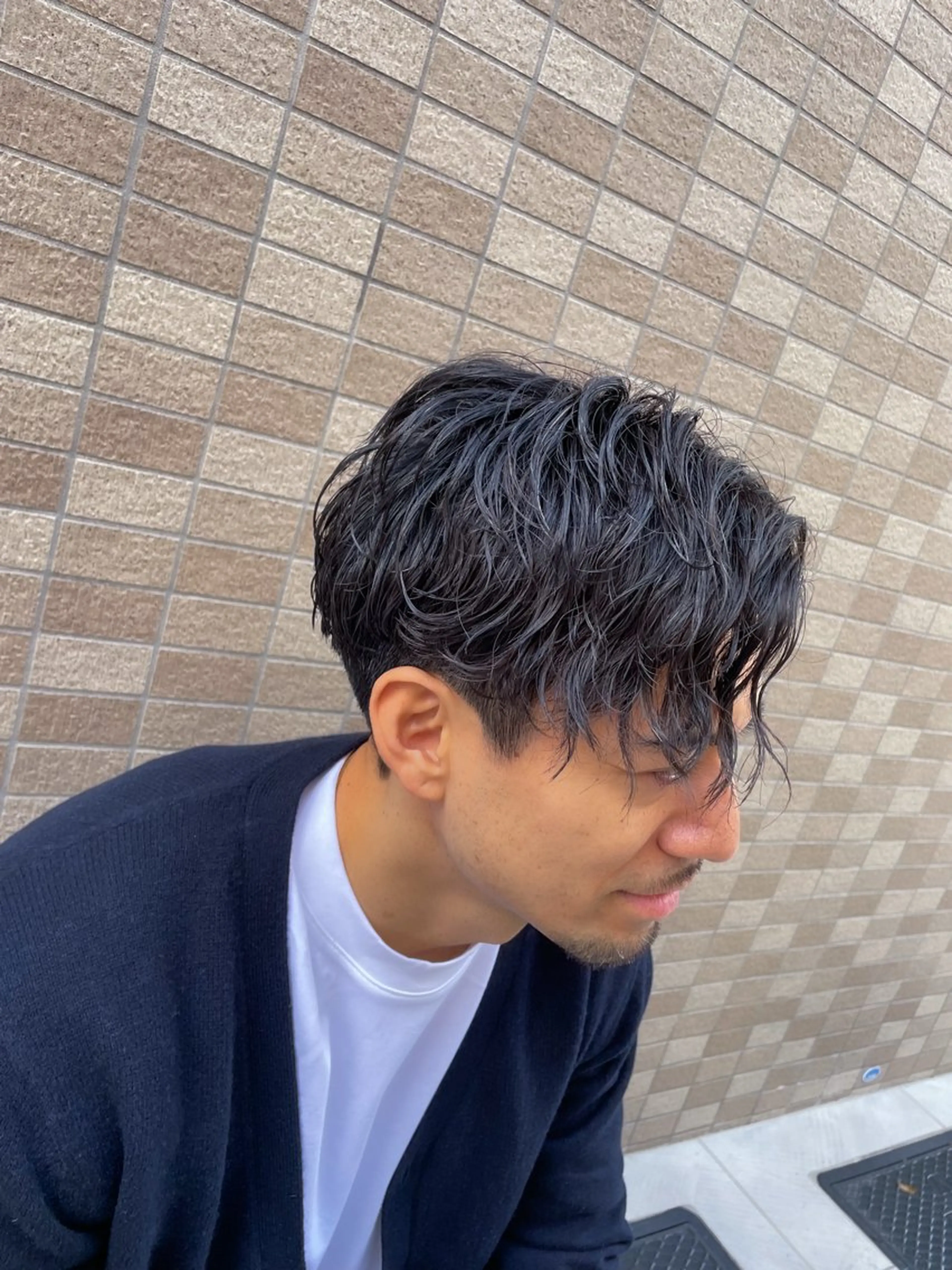 ミディアム パーマ メンズ 河津 しおりのヘアスタイル