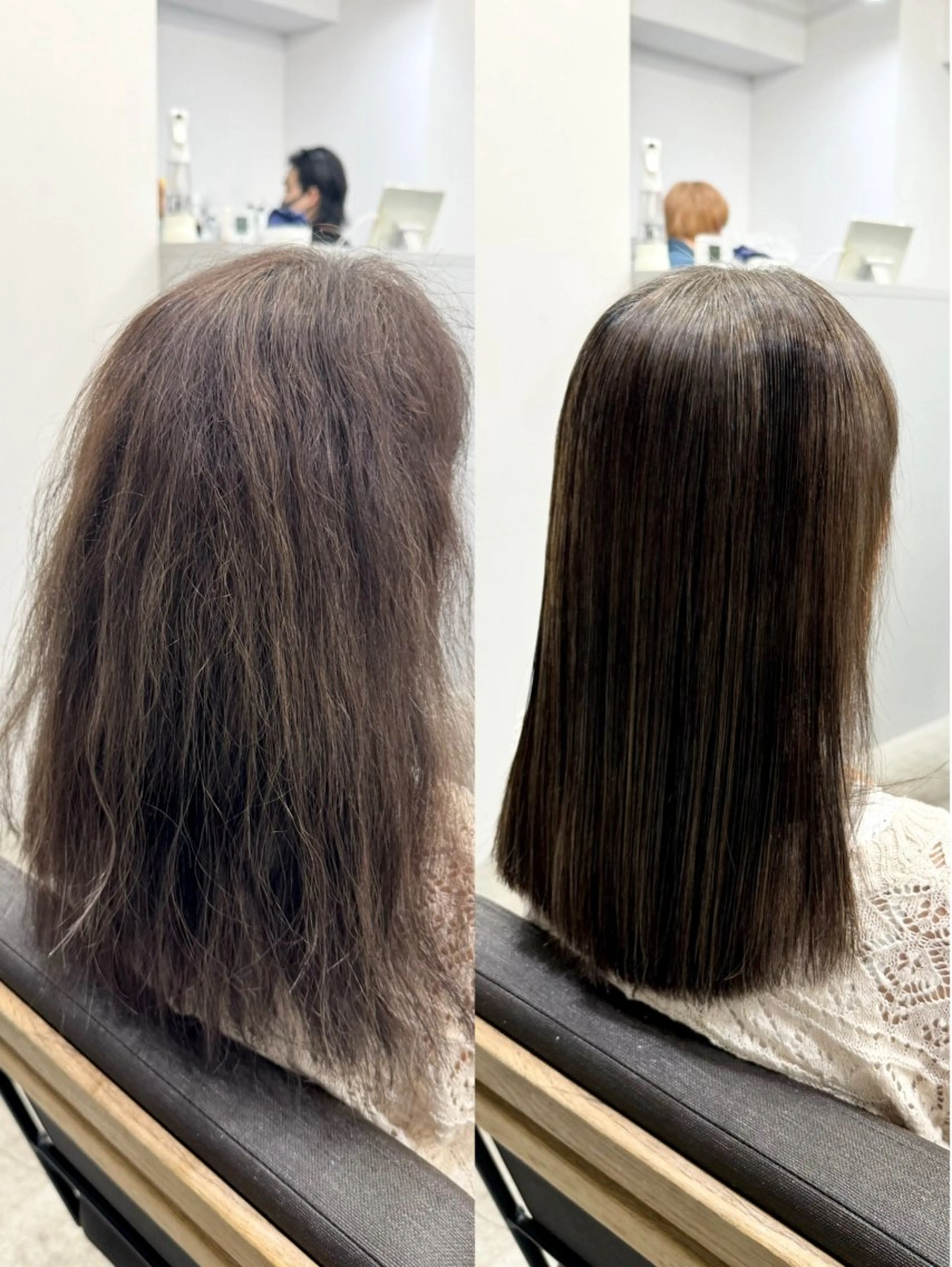 セミロング カラー パーマ セミロングパーマ 髪質改善 縮毛矯正 ストレートパーマ ヘアカラー 縮毛矯正 トリートメント 生艶髪＆レイヤー🔔 渋谷お薦めNo.1✨のヘアスタイル