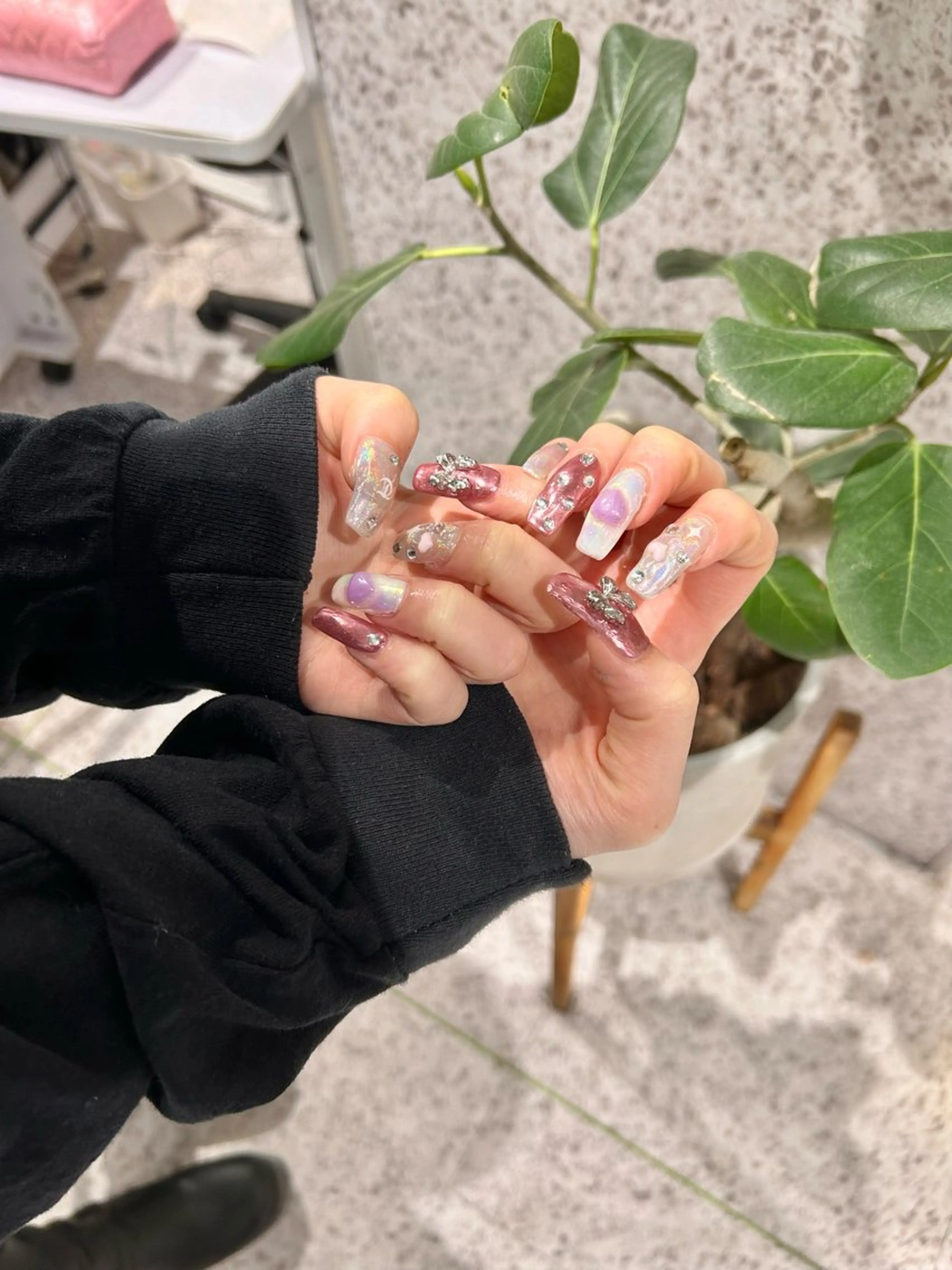 ネイル 成人式 長さ出し 韓国ネイル ショートネイル ♡ハイトーン★ ネイル/しの♡のヘアスタイル